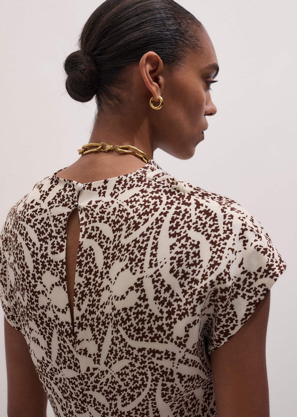 Brown Speckled Bloom Print Bias Cut Maxi Dress | ME+EM