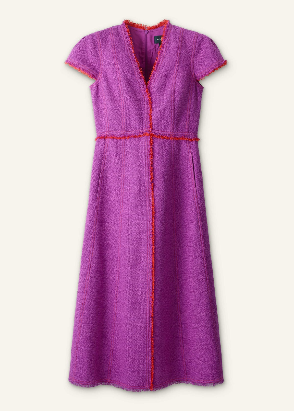 Purple Fringe Detail Fit + Flare Midi Dress | ME+EM