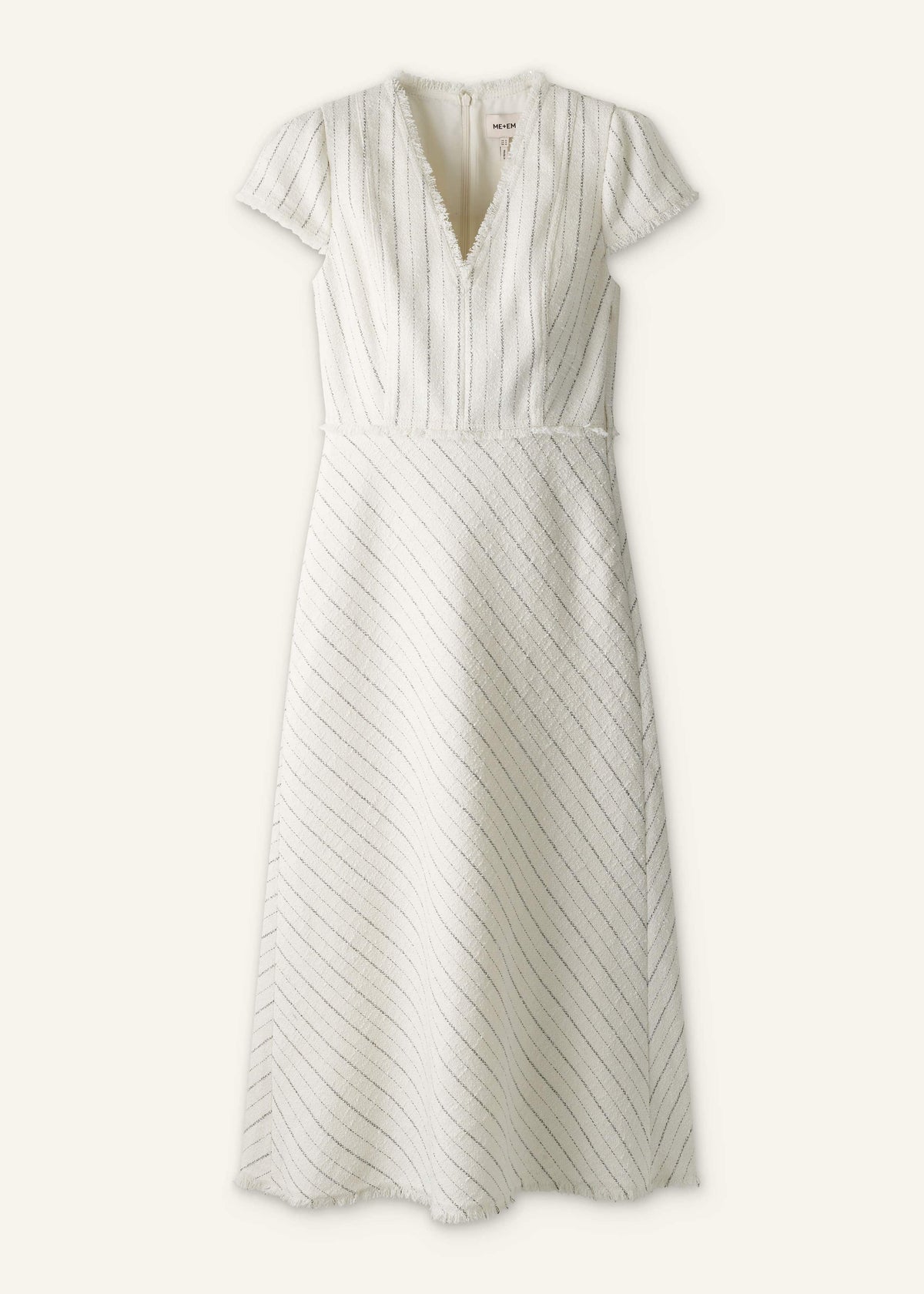 Ivory Striped Fit + Flare Midi Dress | ME+EM