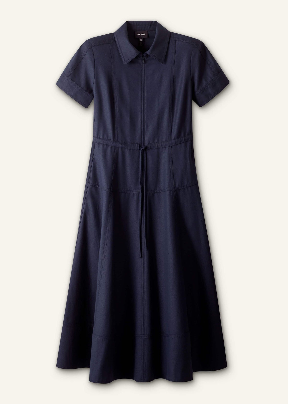 Navy Fit + Flare Shirt Midi Dress | ME+EM