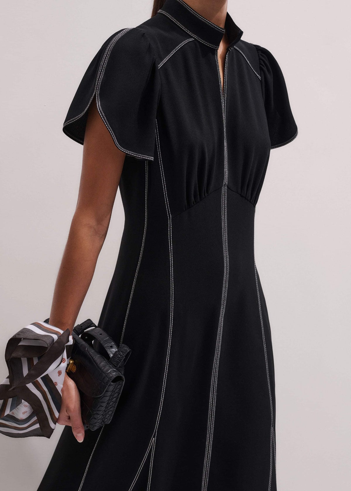 Black Contrast Stitch Midi Dress | ME+EM