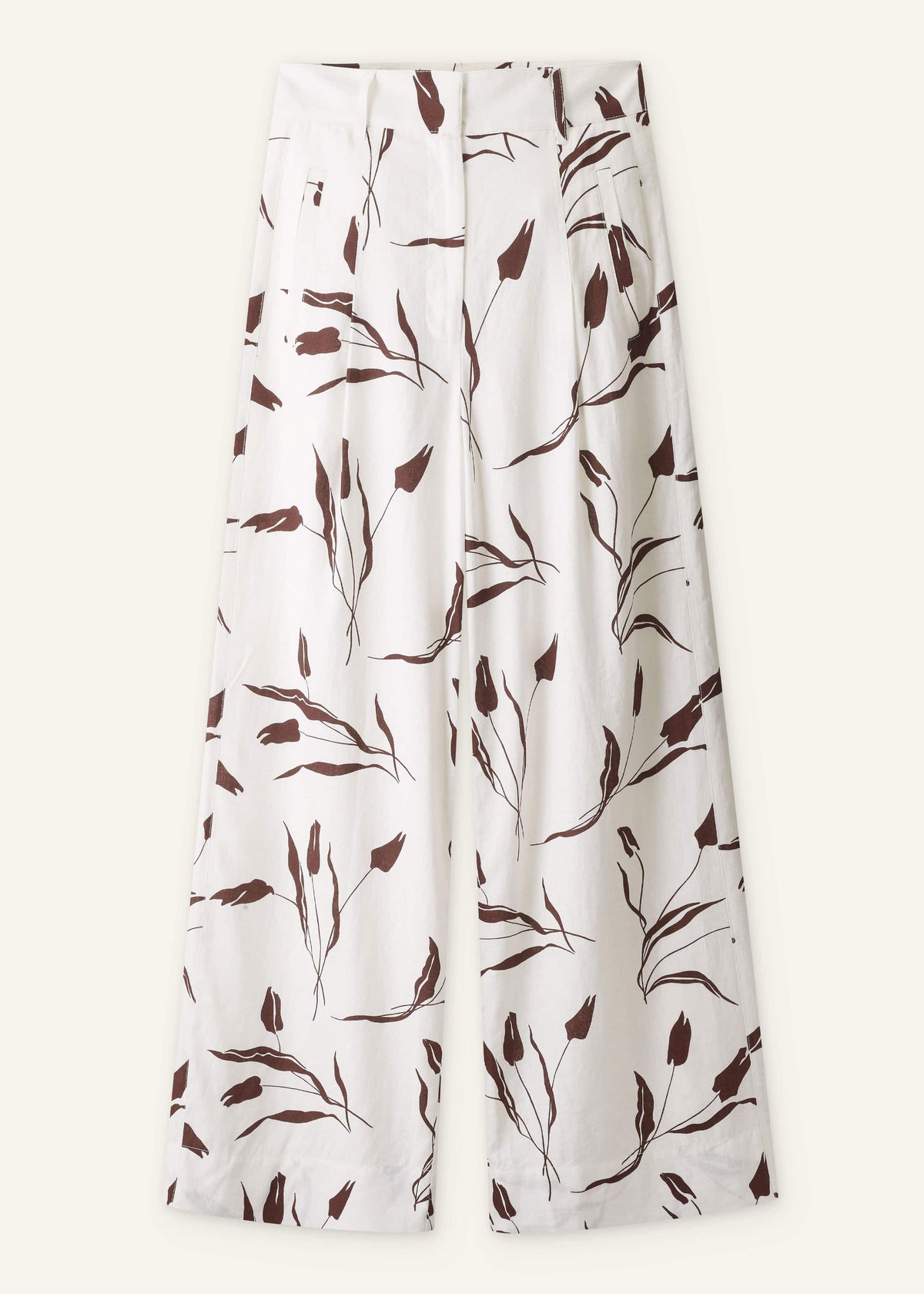 Cream Crease-Less Linen Wide-Leg Pant | ME+EM