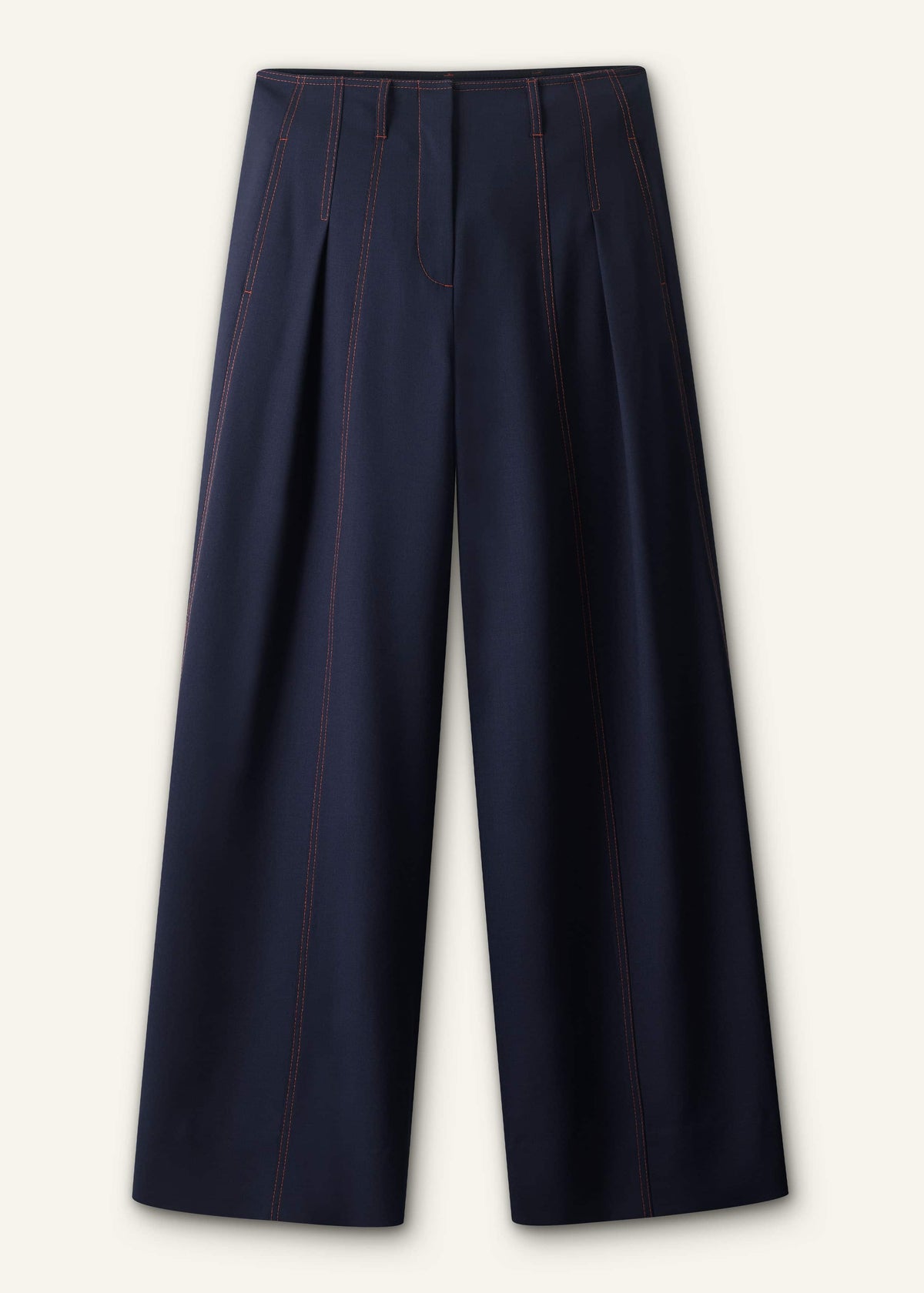Navy Contrast Top Stitch Wide-Leg Pant | ME+EM