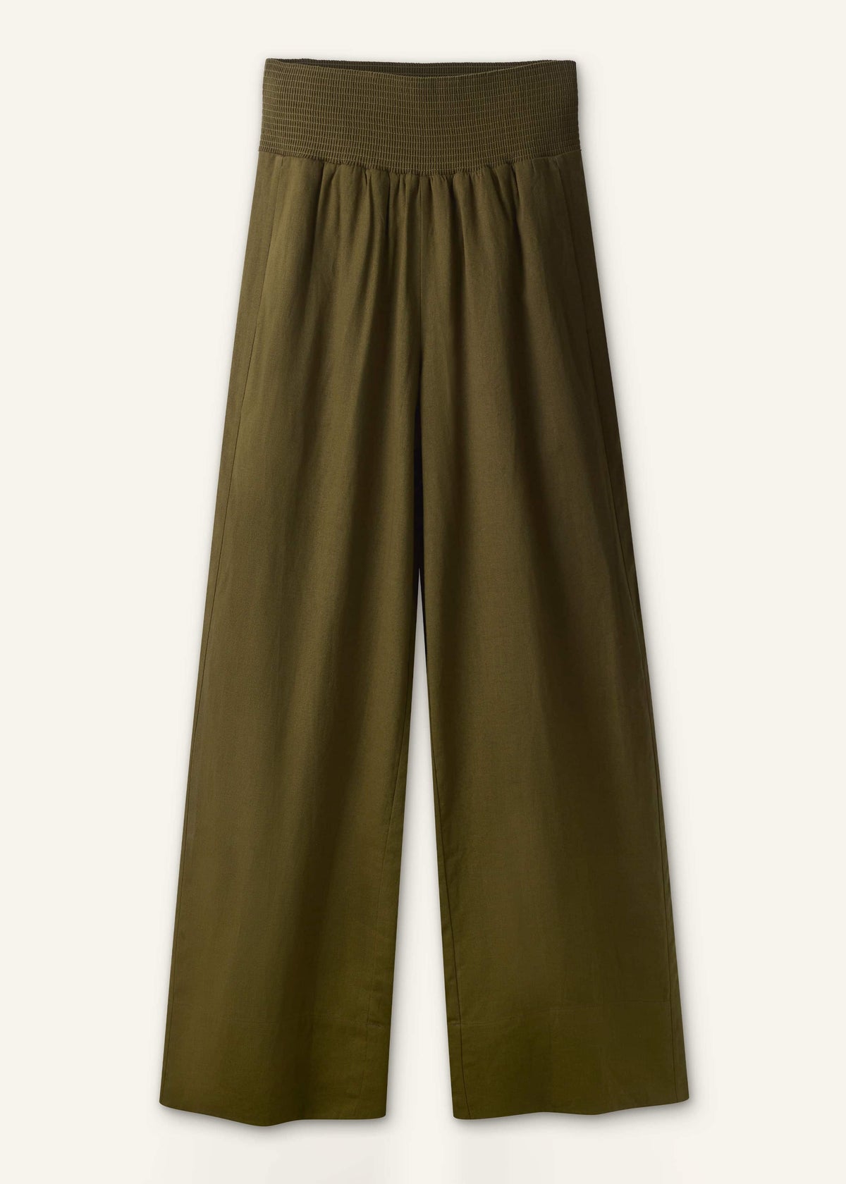 Olive Green Shirred Wide Pant | ME+EM