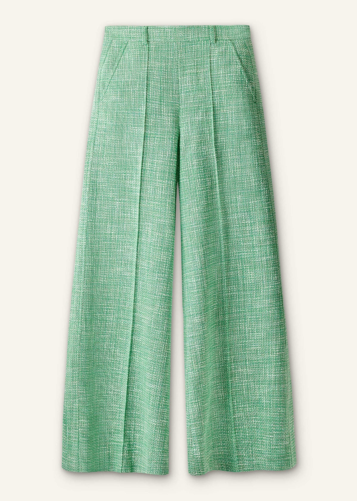 Green Textured Wide-Leg Pant | ME+EM