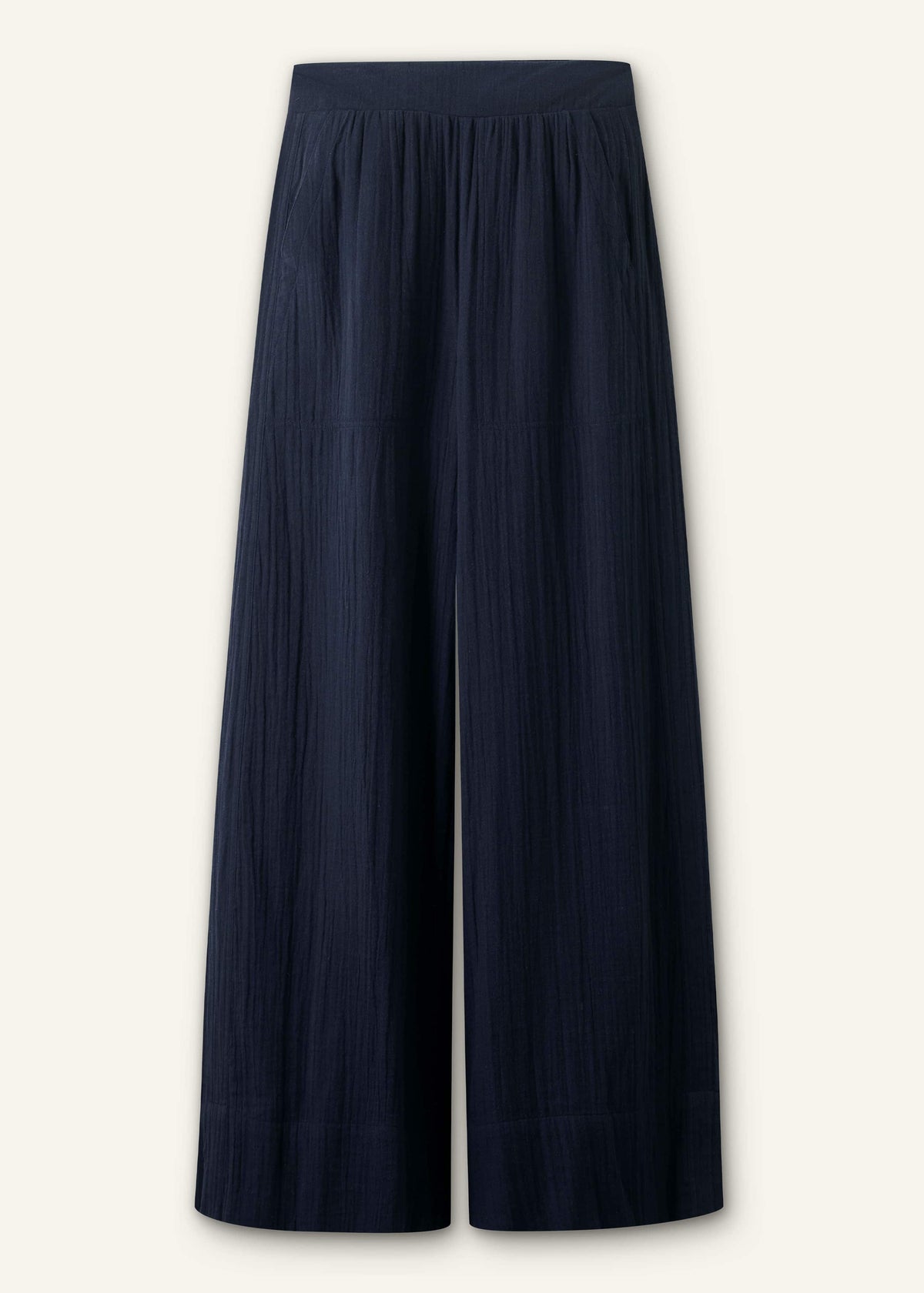 Navy Cheesecloth Wide-Leg Pant | ME+EM