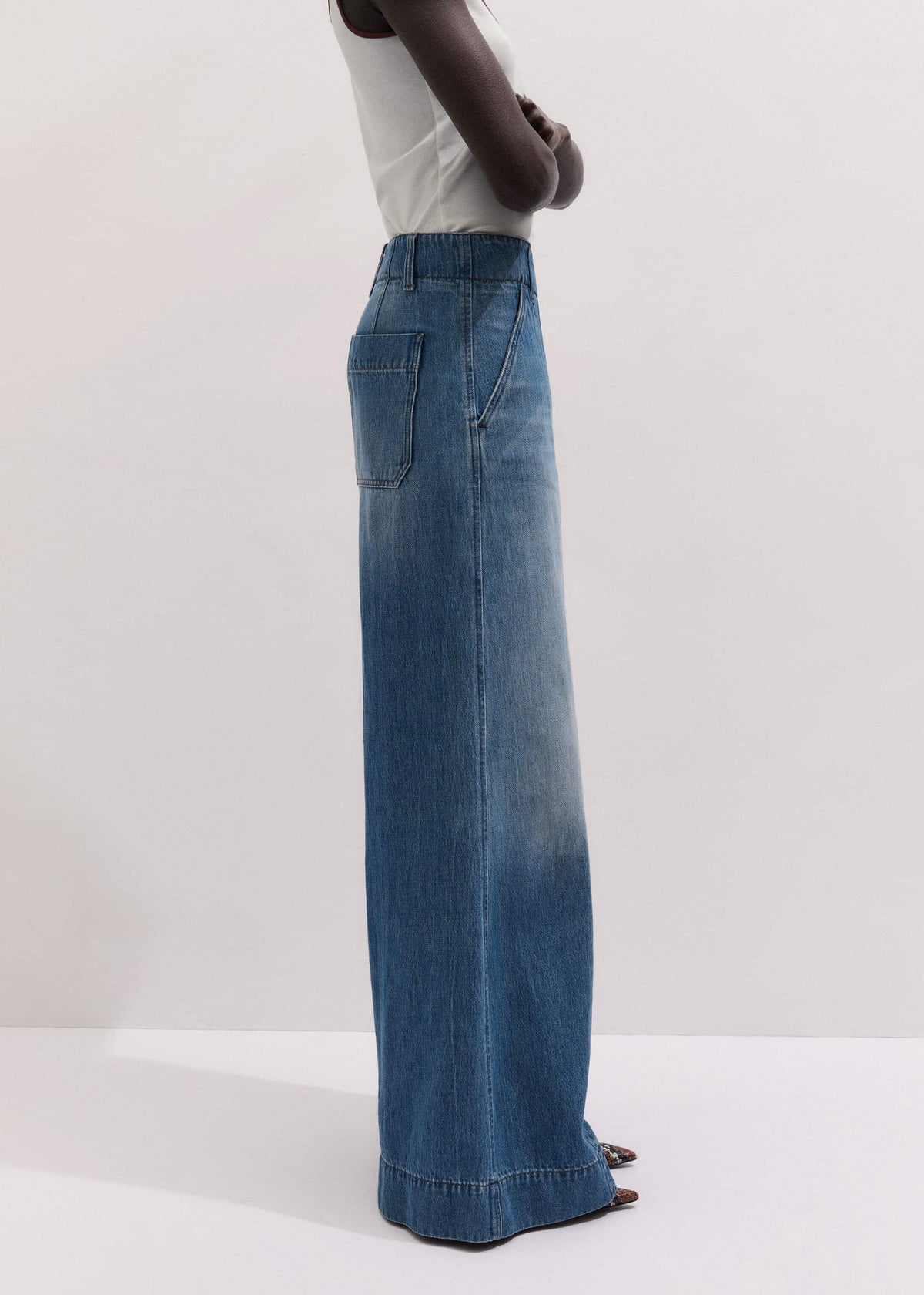 Mid-Blue High Waist Wide Jean | ME+EM