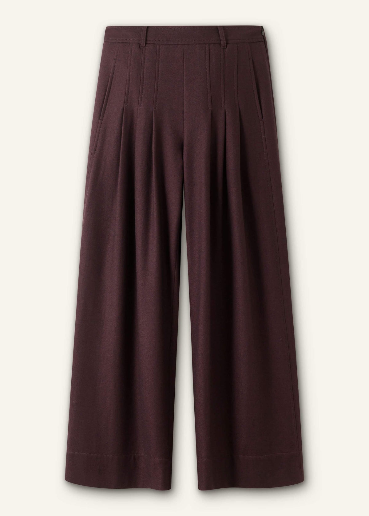 Red Wool Multi Pleat Wide-Leg Pant | ME+EM