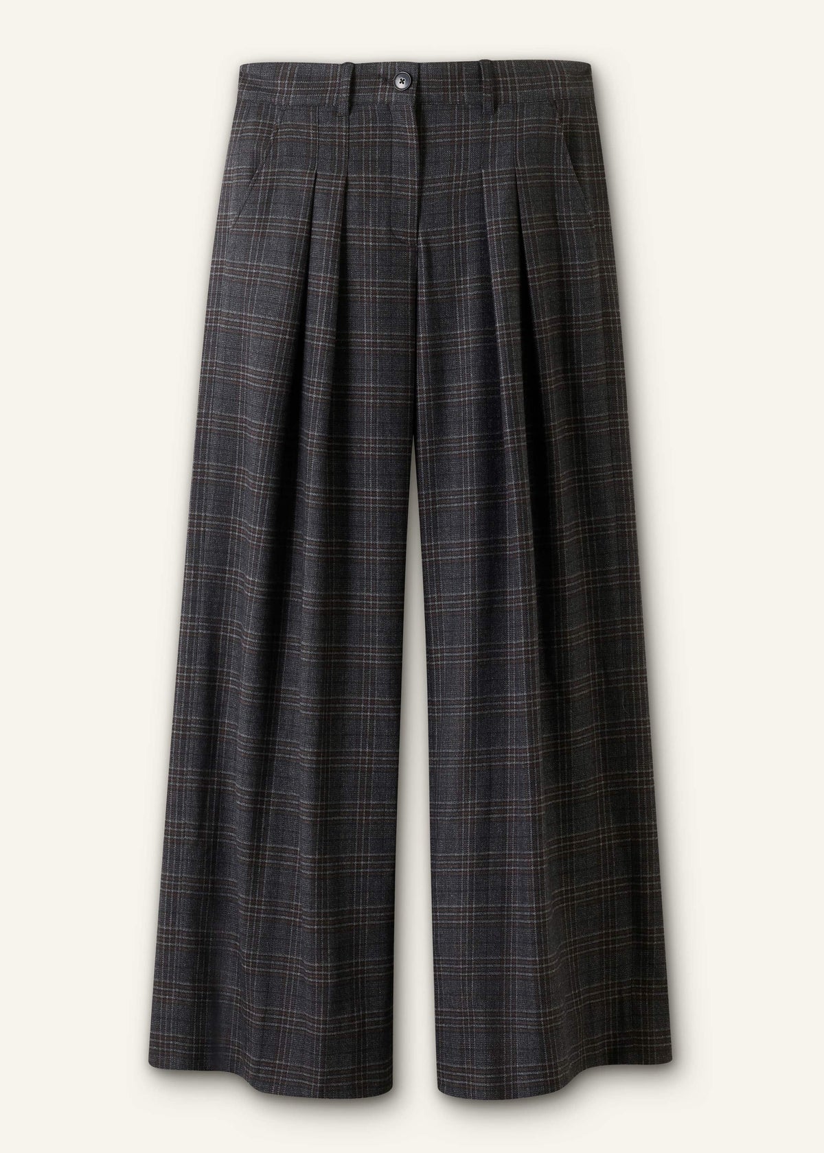 Gray Wool Wide-Leg Double Pleat Trouser | ME+EM