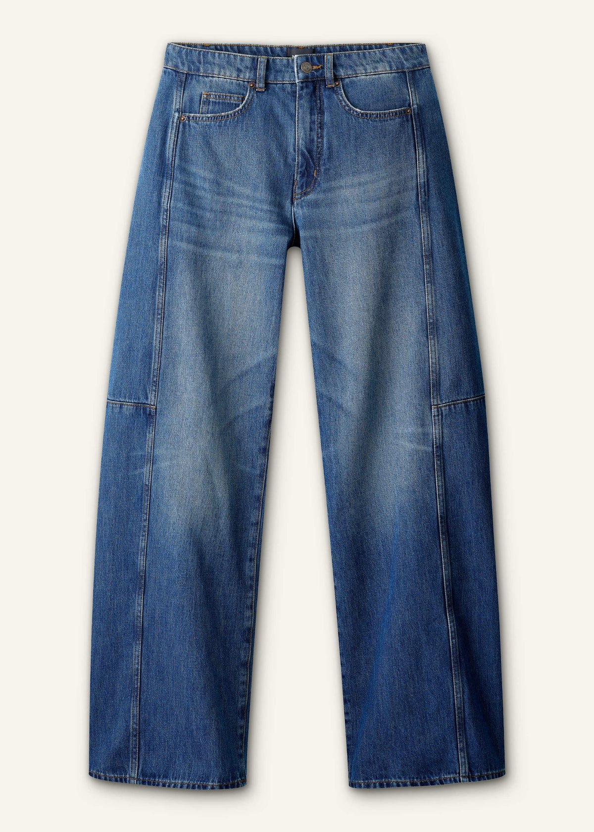 Mid Blue Exaggerated Tapered Jean | ME+EM