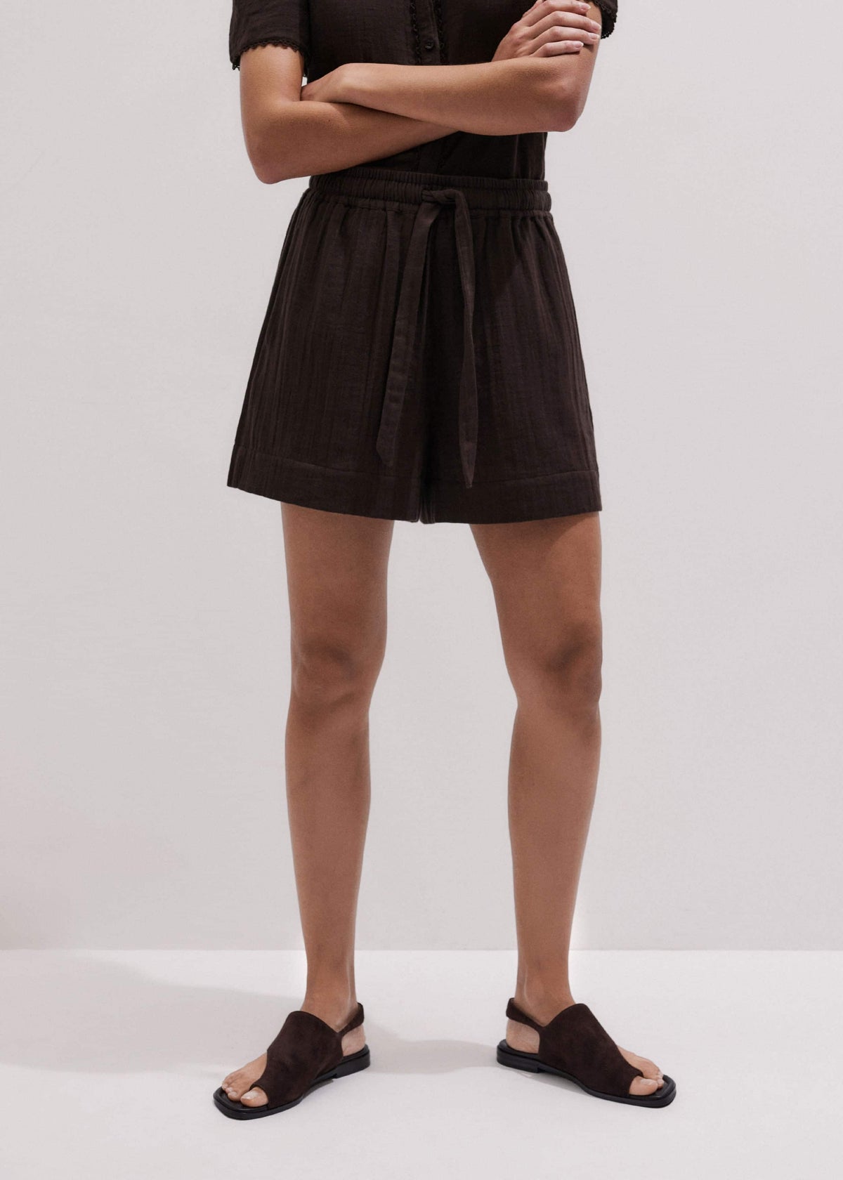Brown Cheesecloth Summer Short | ME+EM