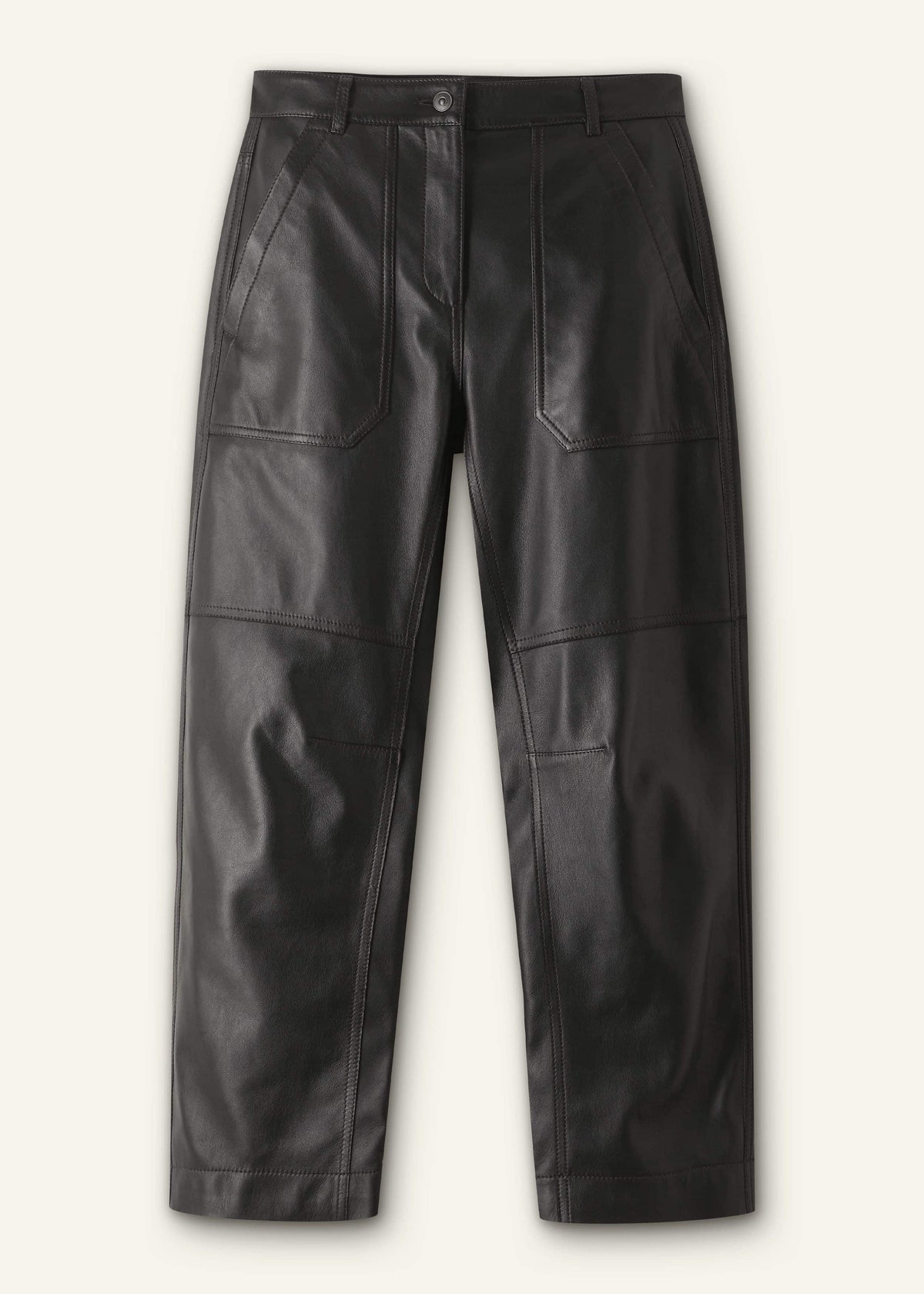 Black Washed Leather Engineered-Leg Pant | ME+EM