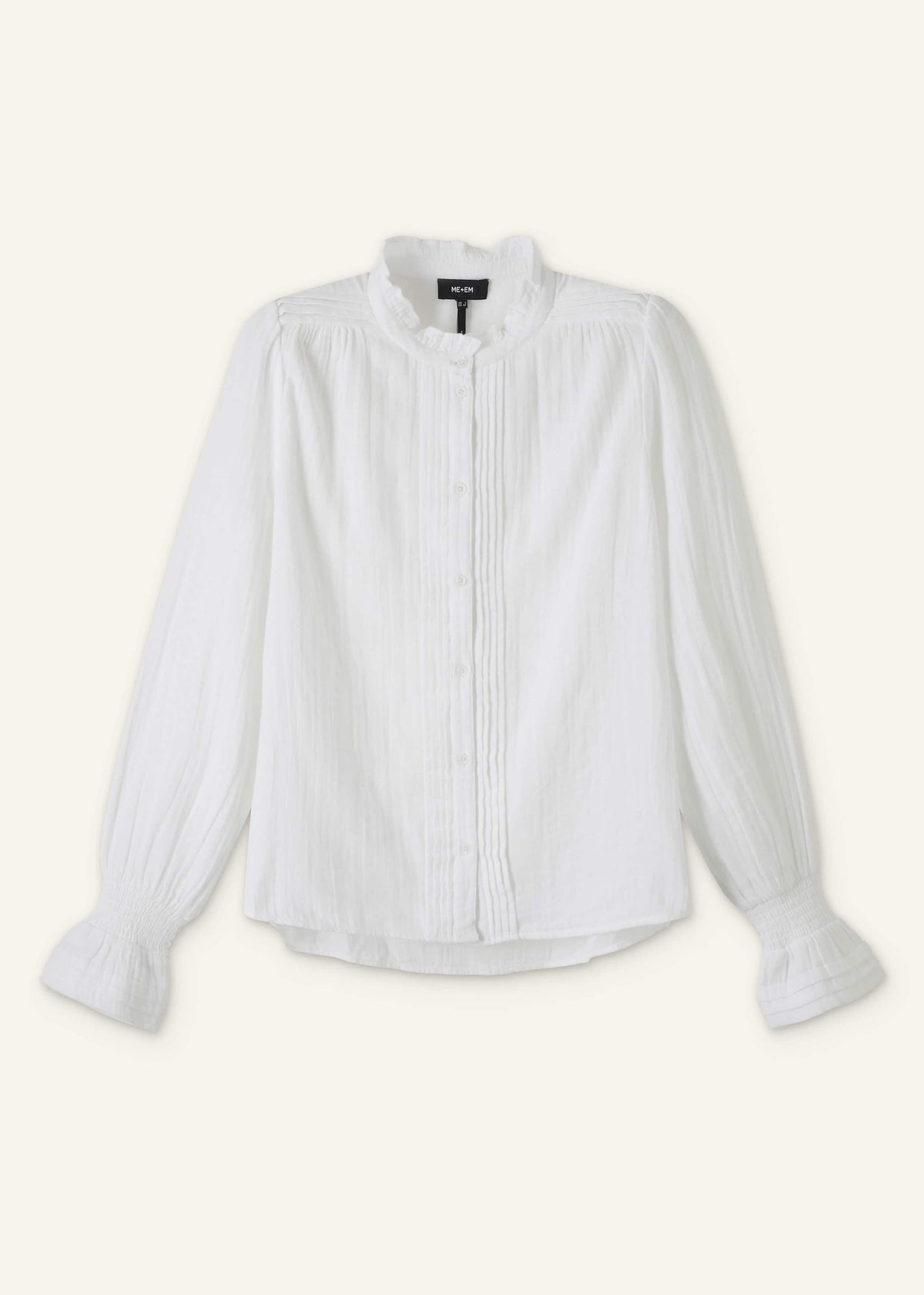 White Cheesecloth Pleat Detail Blouse | ME+EM