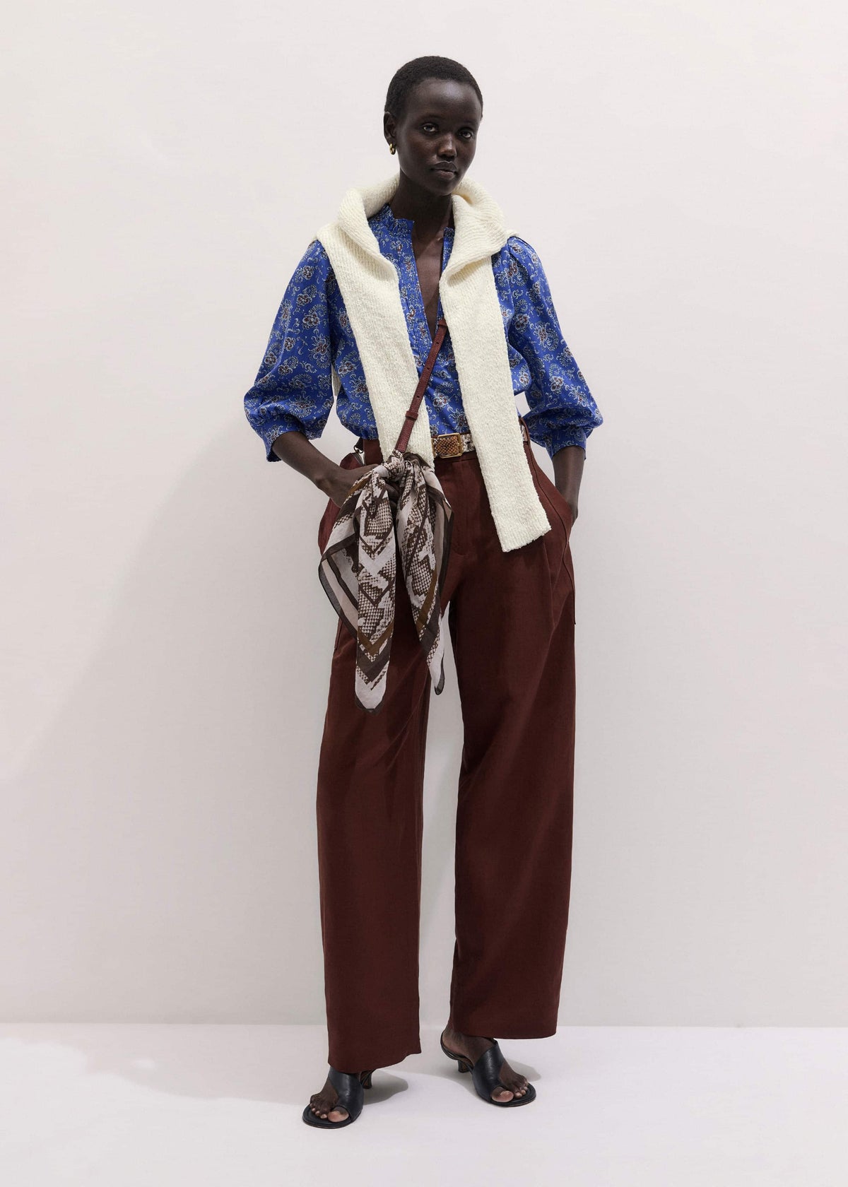 Blue Paisley Print Straight Blouse | ME+EM