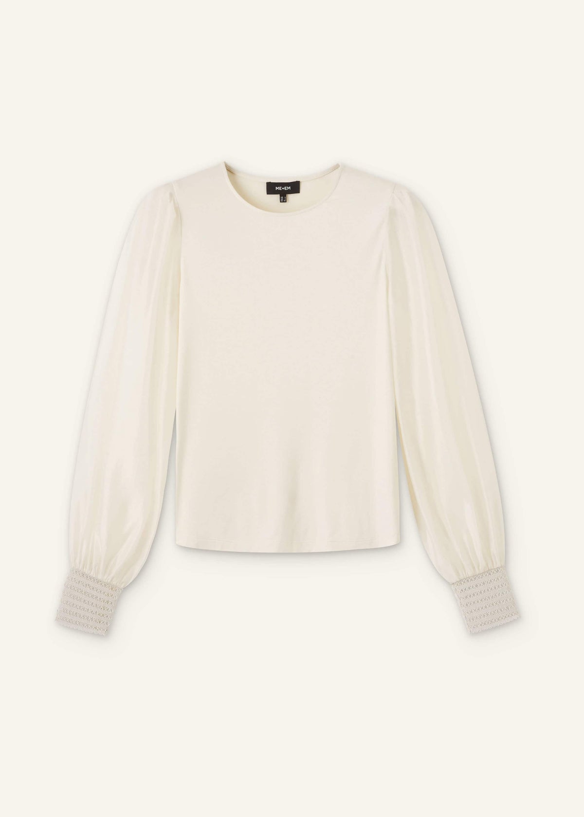 Cream Sheer Mixed Media Layering Blouse | ME+EM