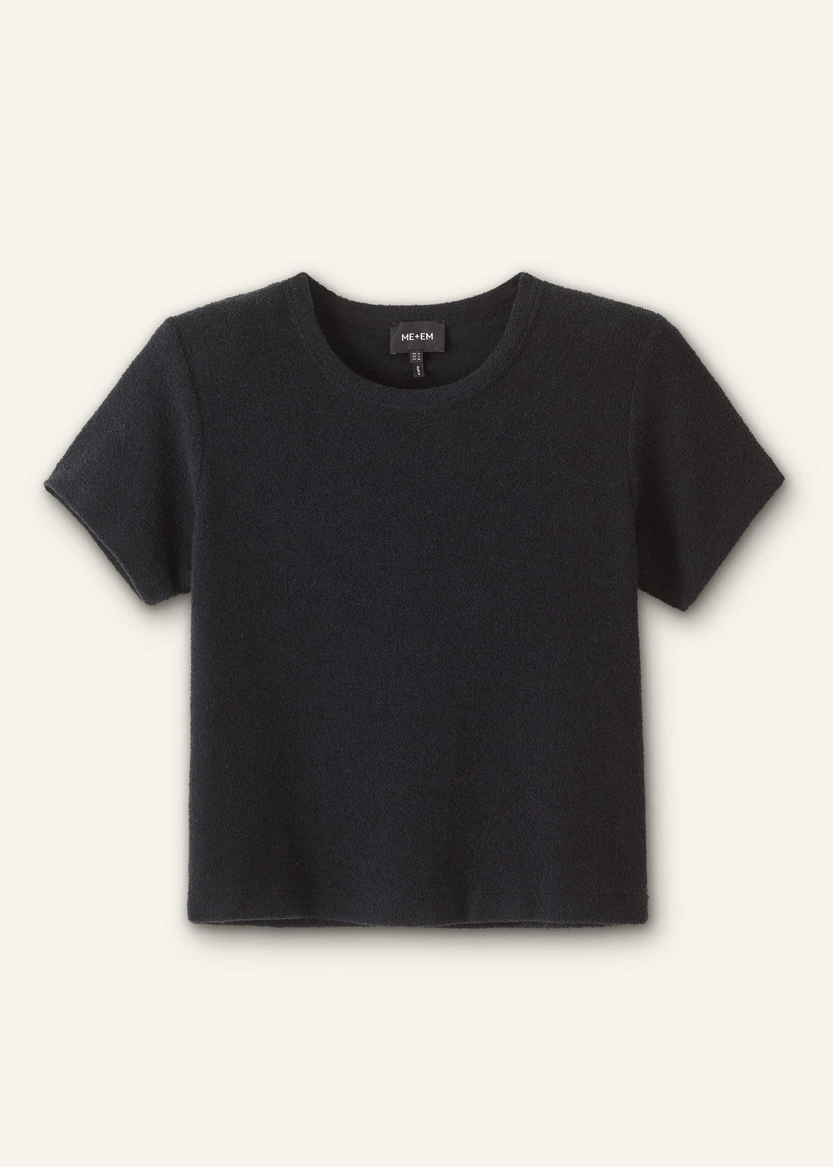 Black Textured Crew Neck Baby Tee | ME+EM
