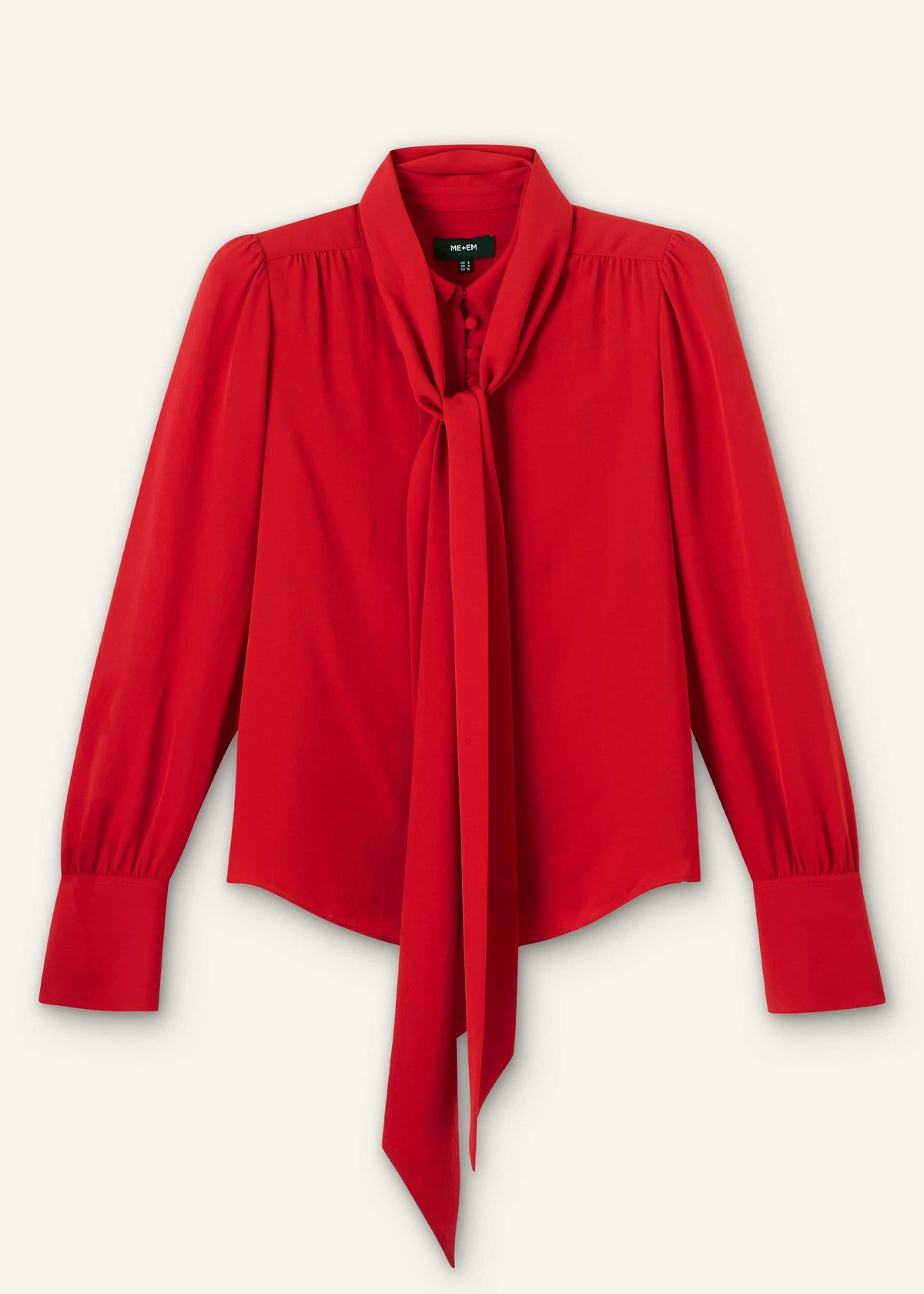 Red Silk Button Layering Shirt + Tie | ME+EM