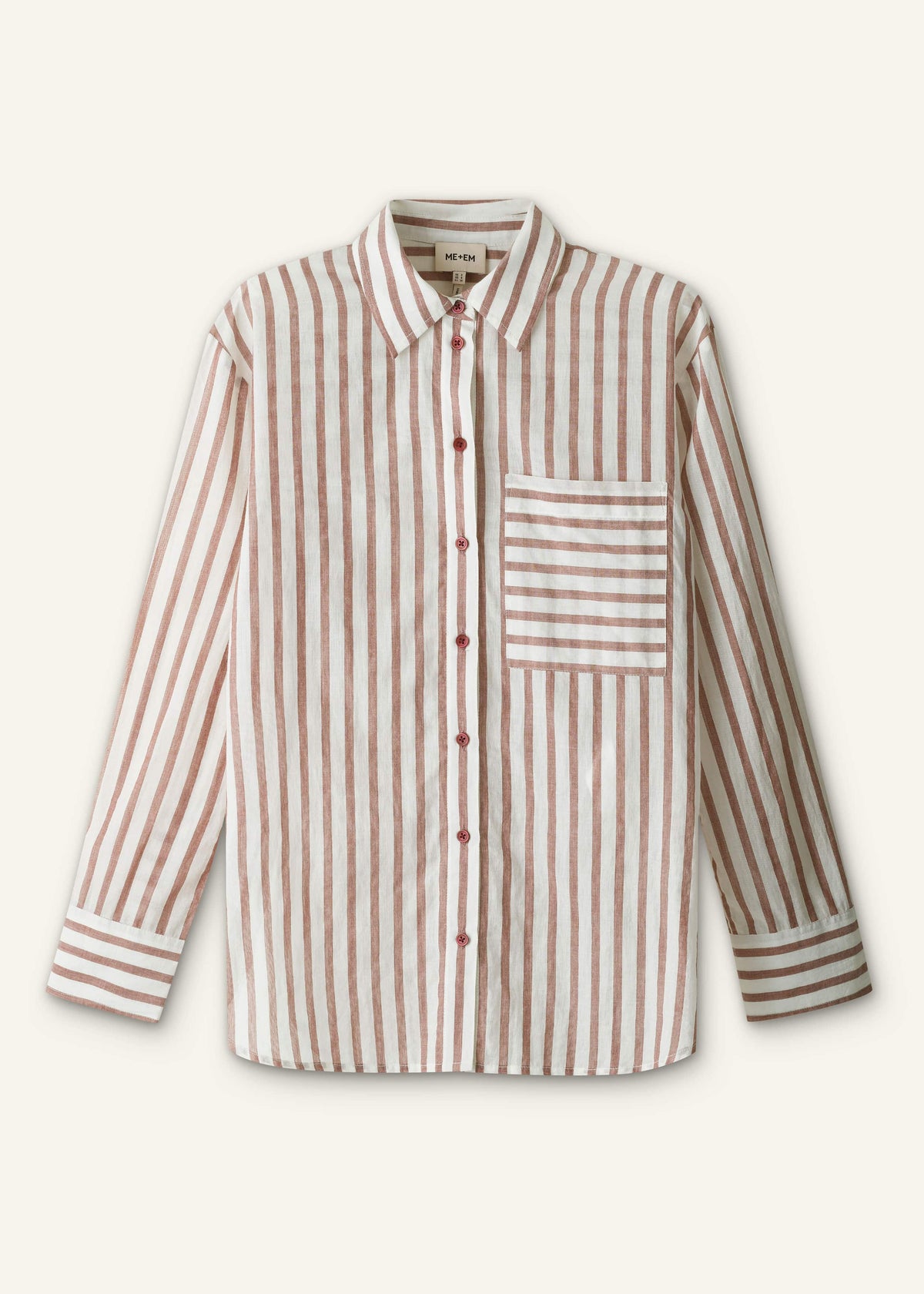 Cinnamon Brown Stripe Boyfriend Shirt | ME+EM