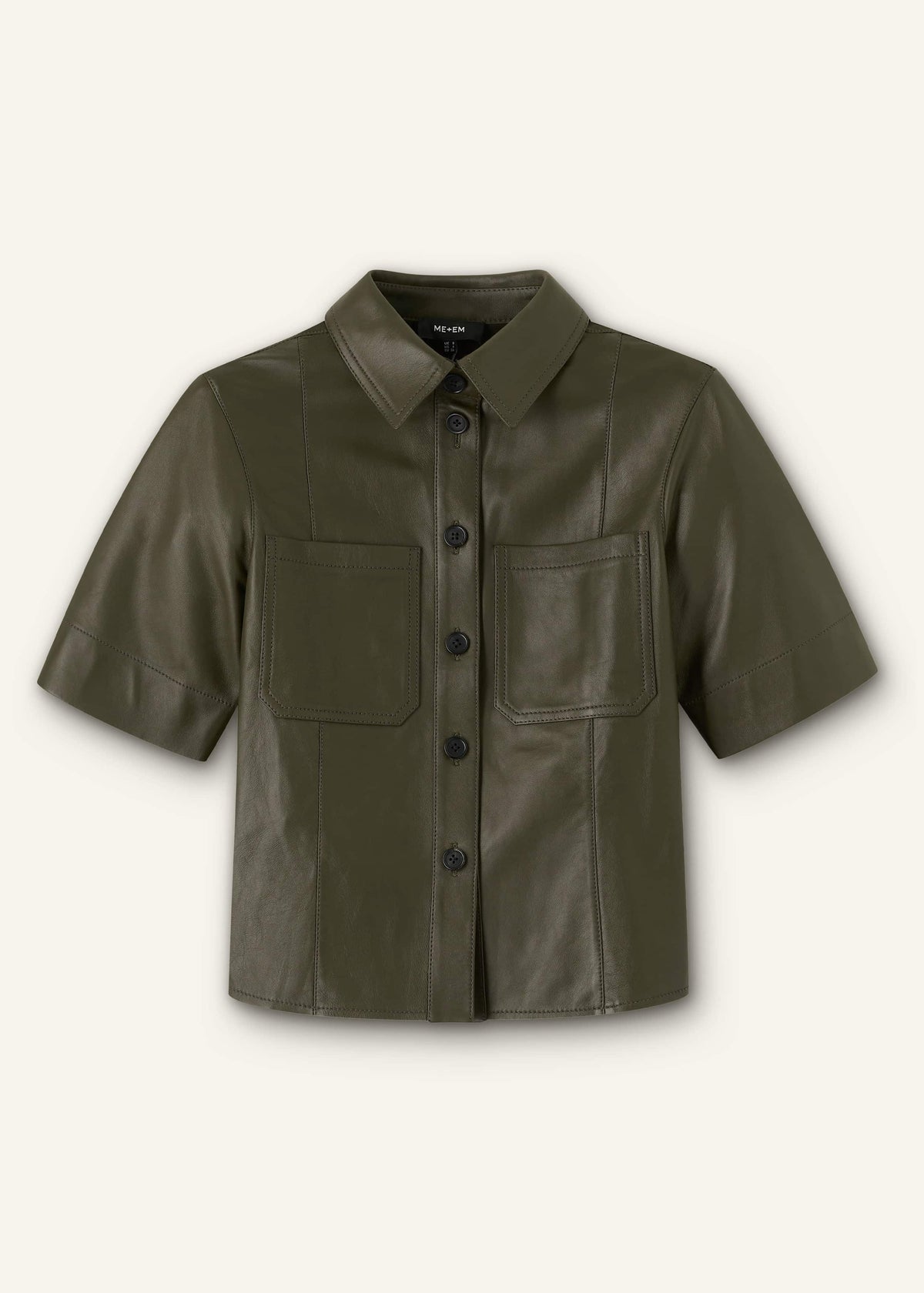 Olive Green Leather Utility Shirt | ME+EM