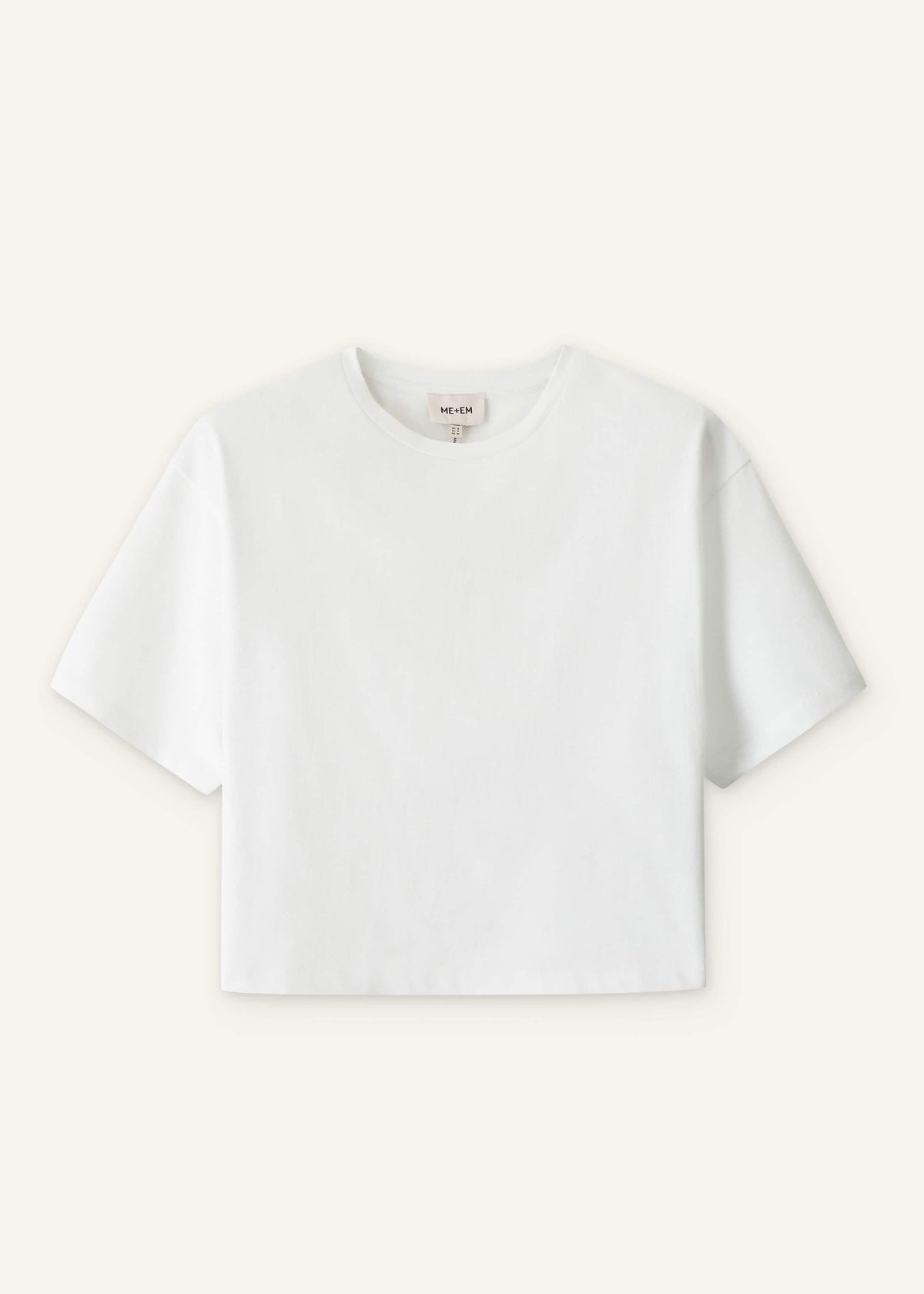 White Relaxed Cropped T-Shirt | ME+EM