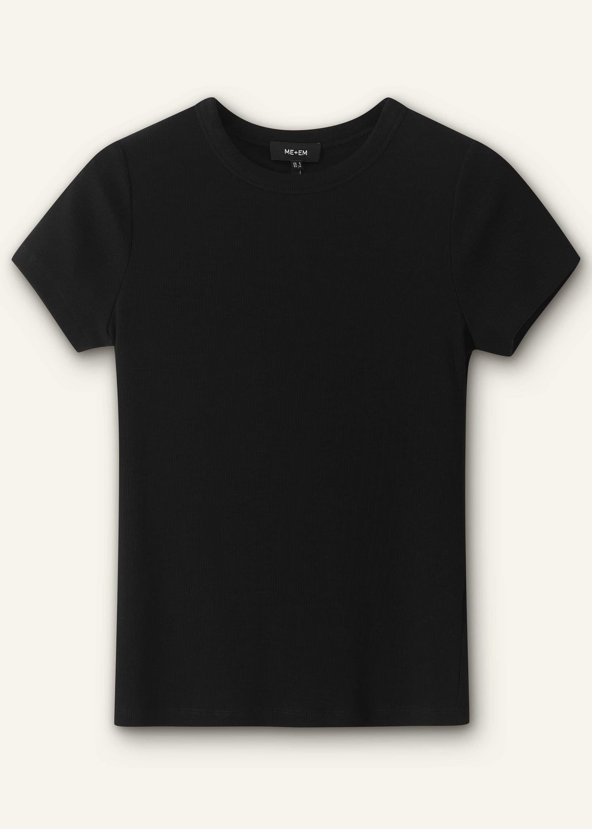 Black Ultimate Fitted Rib Crew Neck Tee | ME+EM