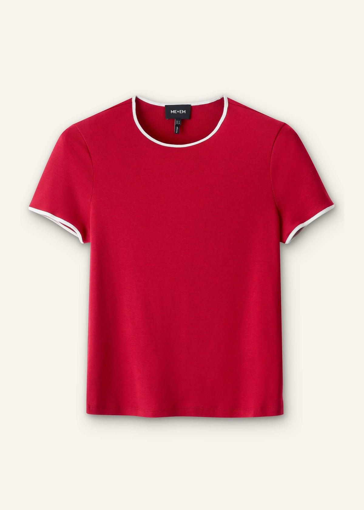 Red Contrast Trim Slim Tee | ME+EM