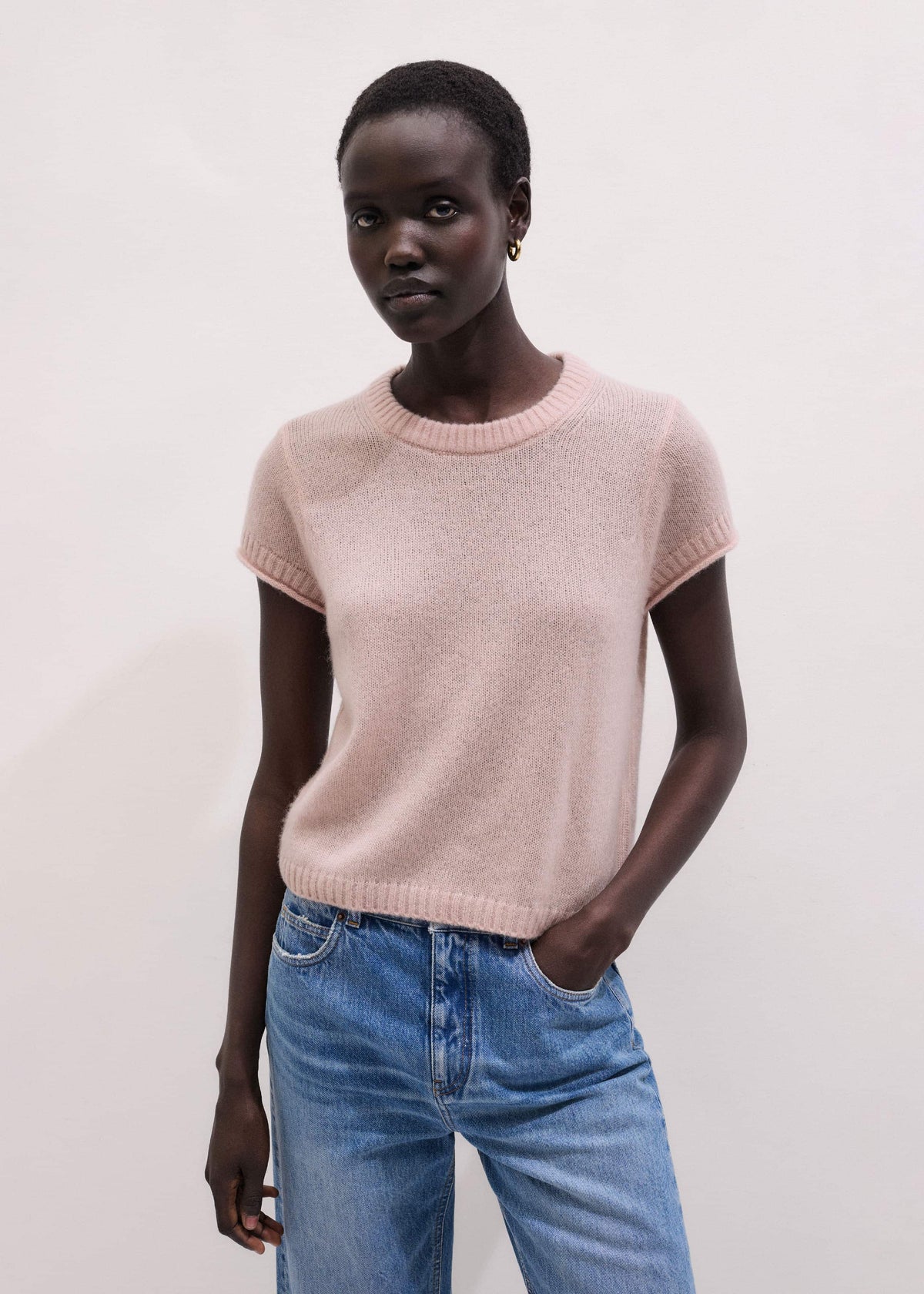 Pink Merino Cashmere Silk Straight Baby Tee | ME+EM