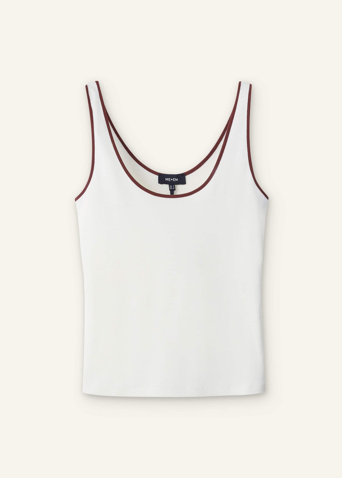 Cream Contrast Trim Slim Vest | ME+EM
