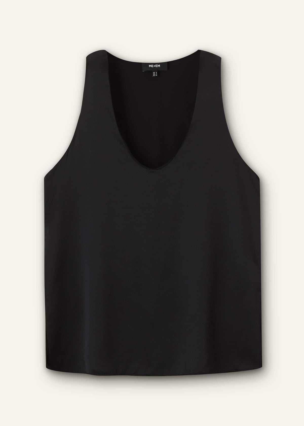 Black Silk Satin Evening Tank Top | ME+EM