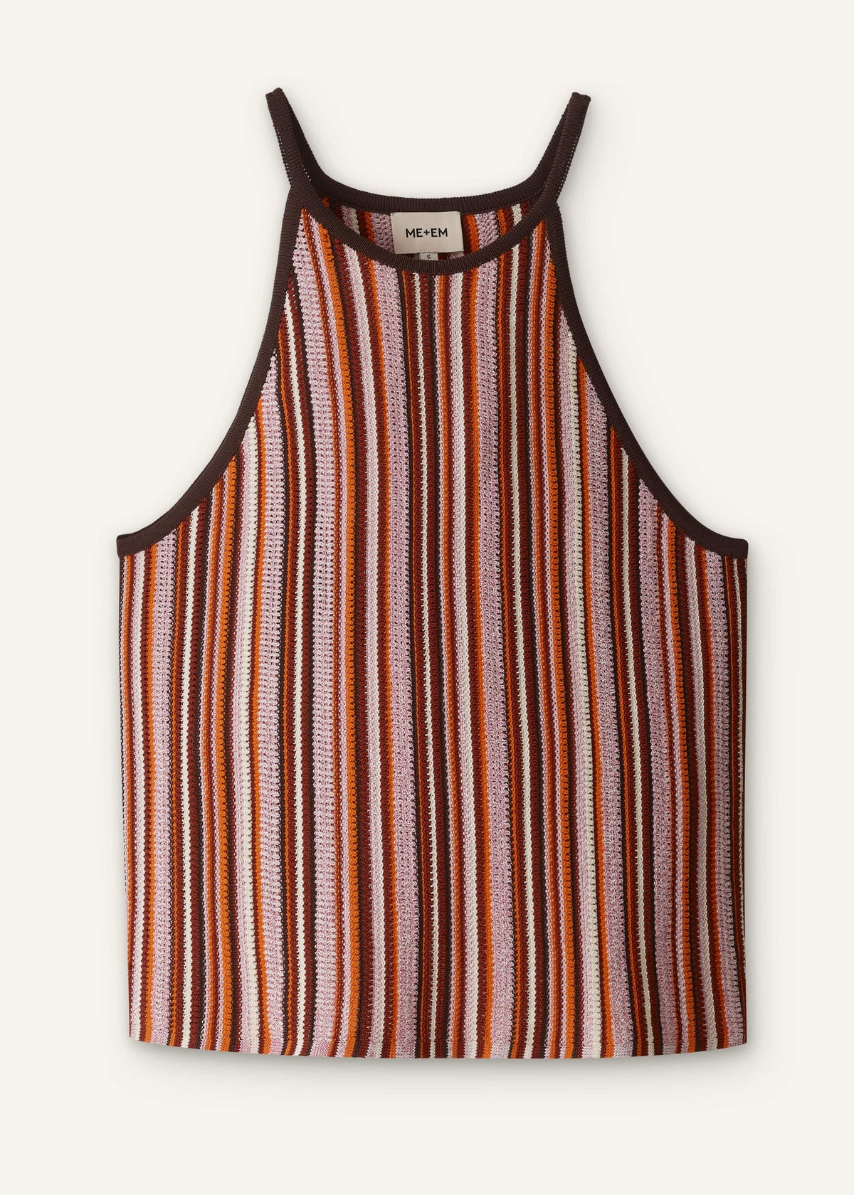 Cinnamon Brown Stripe Slim Knit Tank | ME+EM
