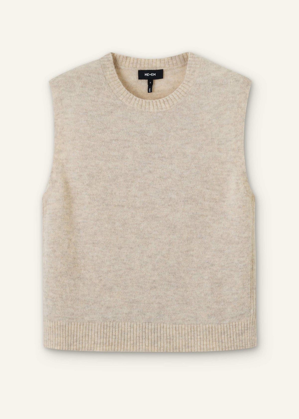 Cream Alpaca Blend Straight Knit Vest | ME+EM