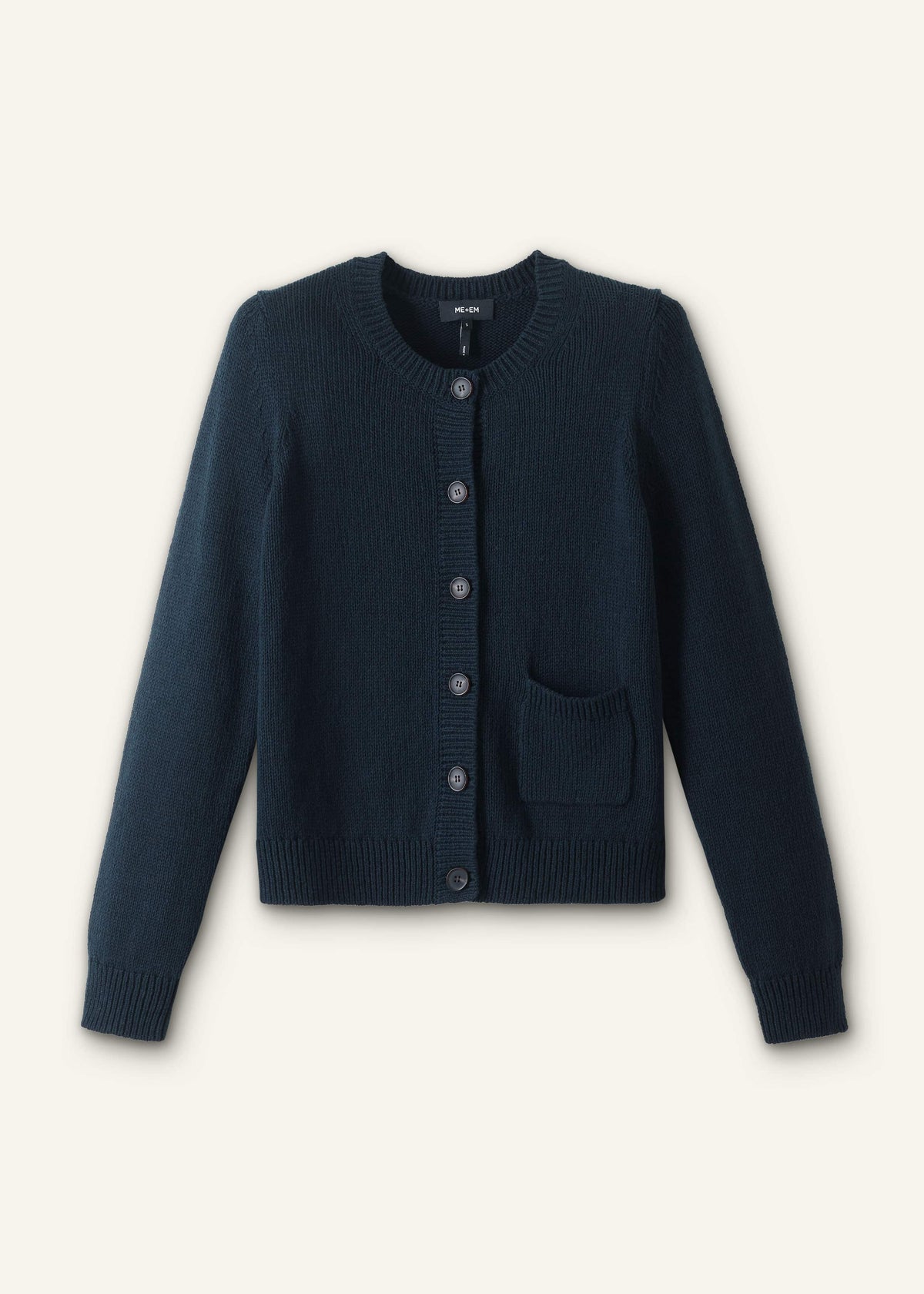 Navy Boxy Knit Straight Cardigan | ME+EM
