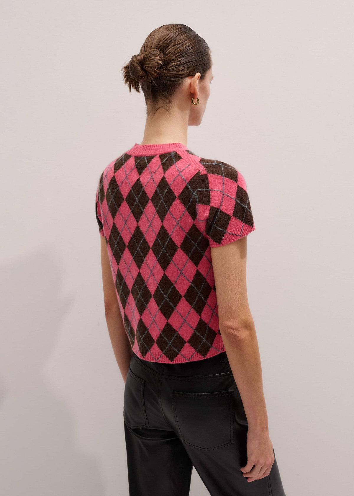 Pink Cashmere Argyle Knit Baby Tee | ME+EM