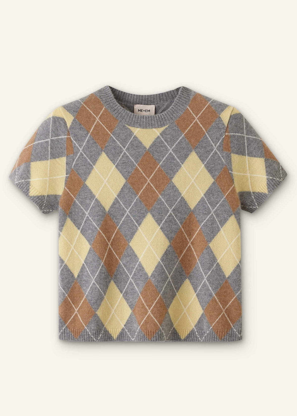 Yellow Cashmere Argyle Baby Tee | ME+EM