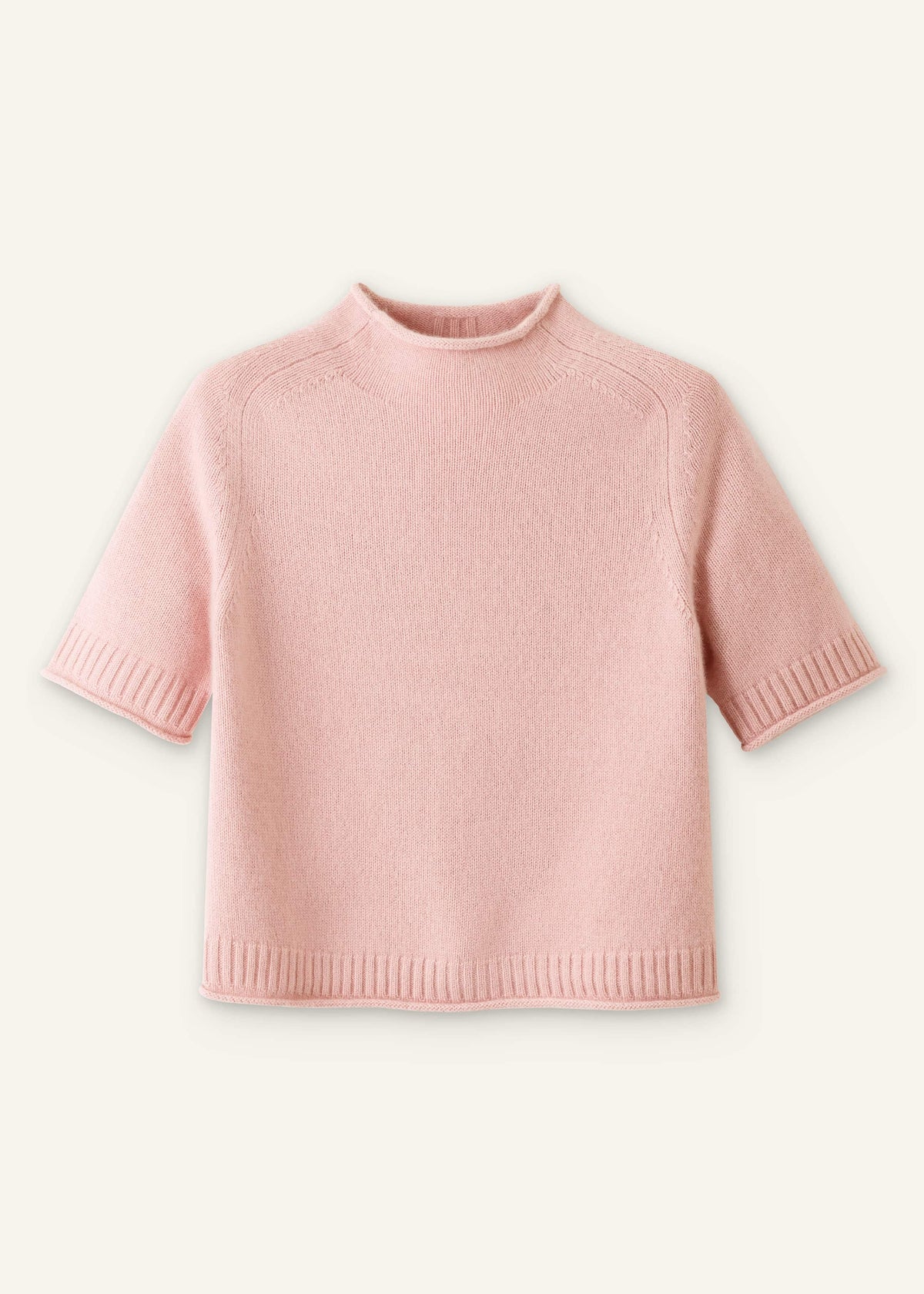 Pink Cashmere Roll Trim Knit Tee | ME+EM