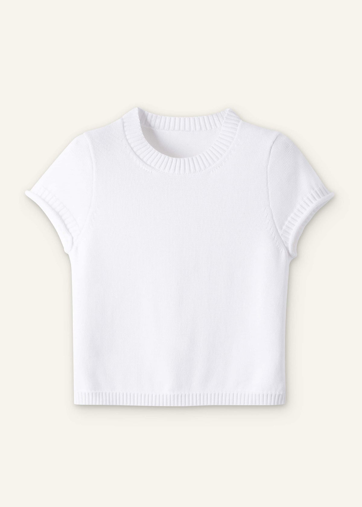 White Shrunken Straight Knit Baby Tee | ME+EM
