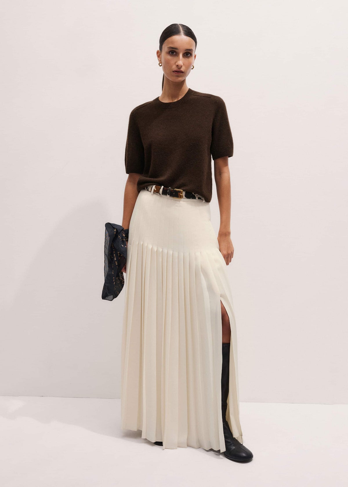 Brown Felted Knit Tee | ME+EM