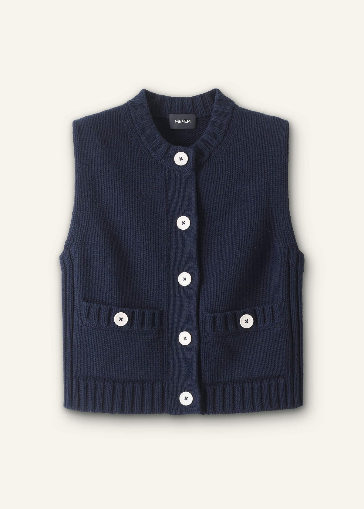 Navy Straight Crop Vest | ME+EM