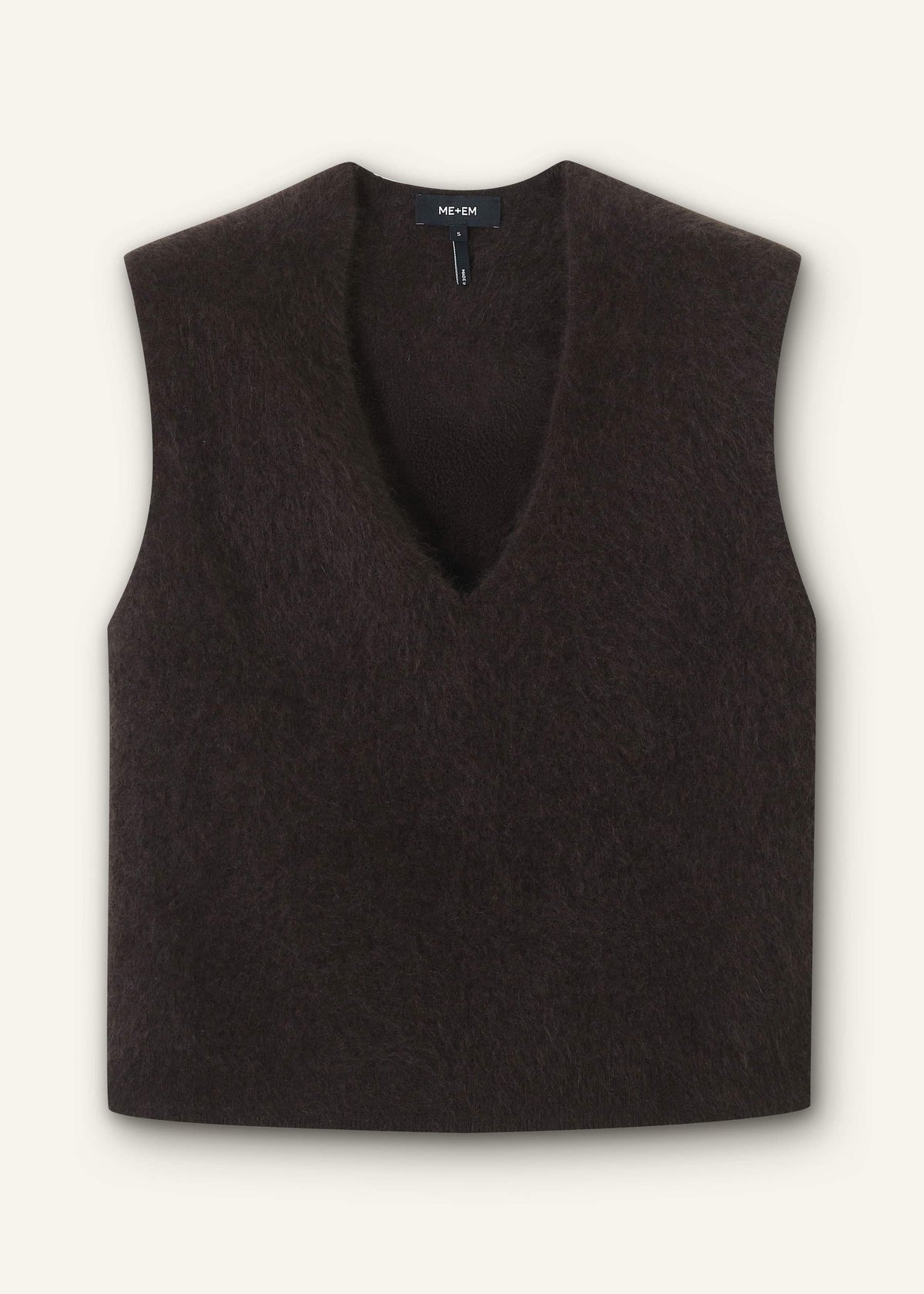 Brown Brushed Cashmere V-Neck Sweater Vest | ME+EM