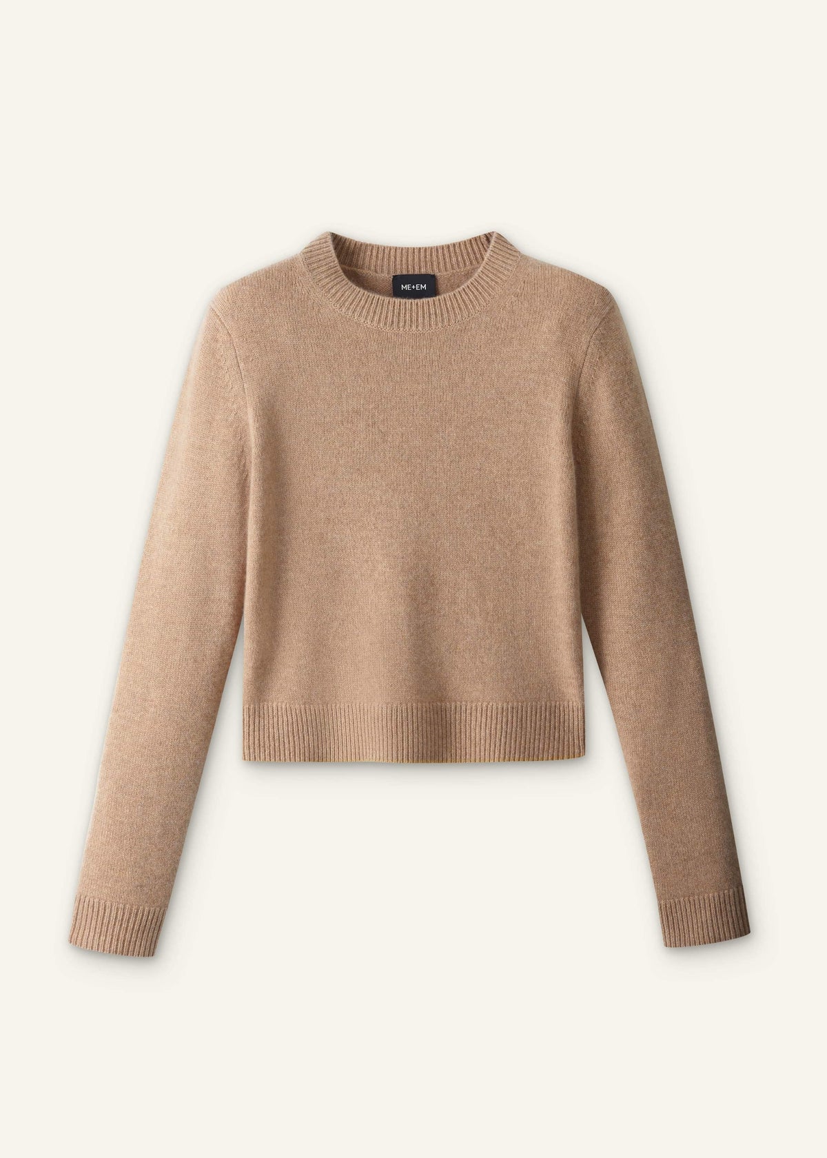 Camel Brown Cashmere Relaxed Crop Sweater | ME+EM