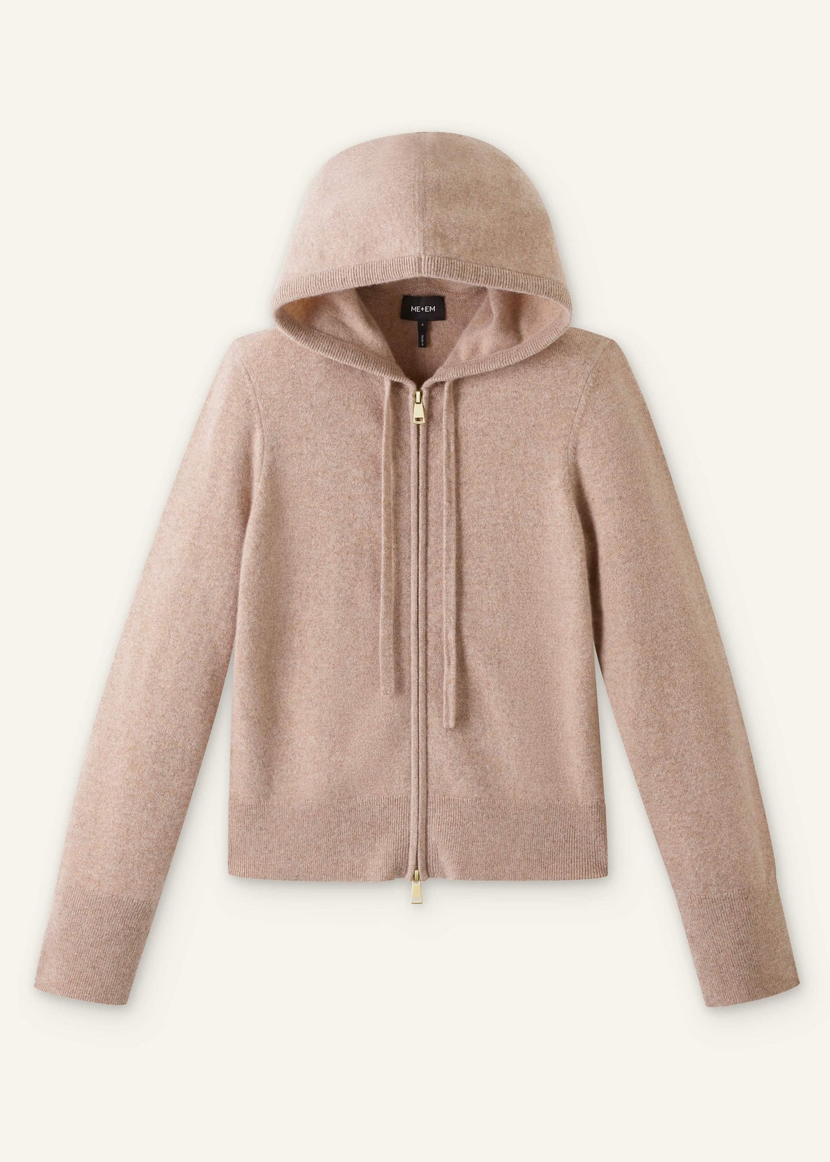 Light Brown Cashmere Two-Way Zip Straight Hoodie | ME+EM