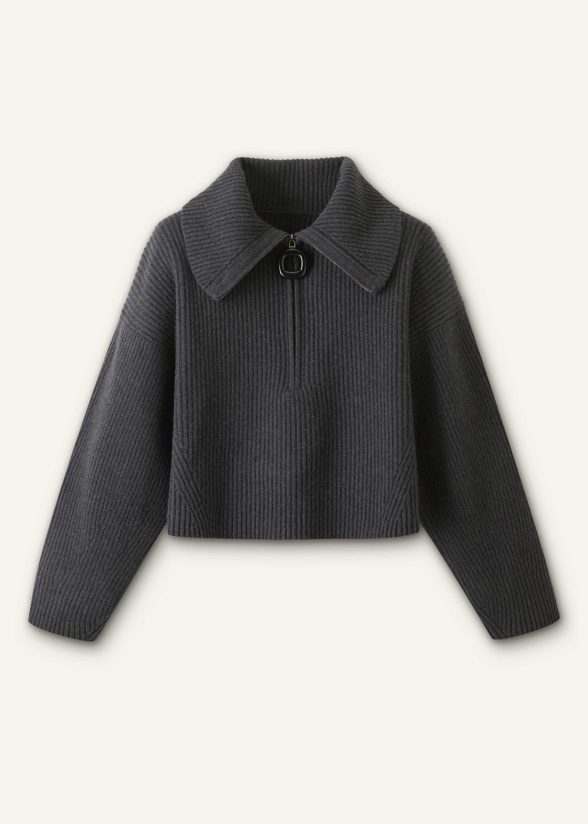 Grey Relaxed Fly Neck Zip Jumper | ME+EM