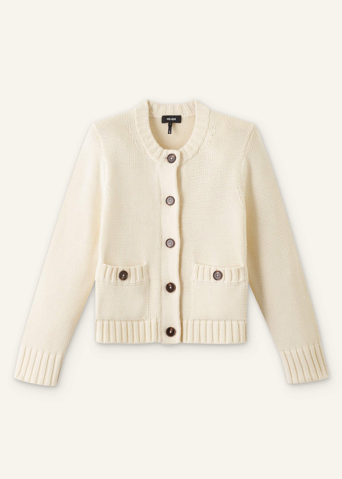 Cream Bracelet Sleeve Cropped Cardigan | ME+EM