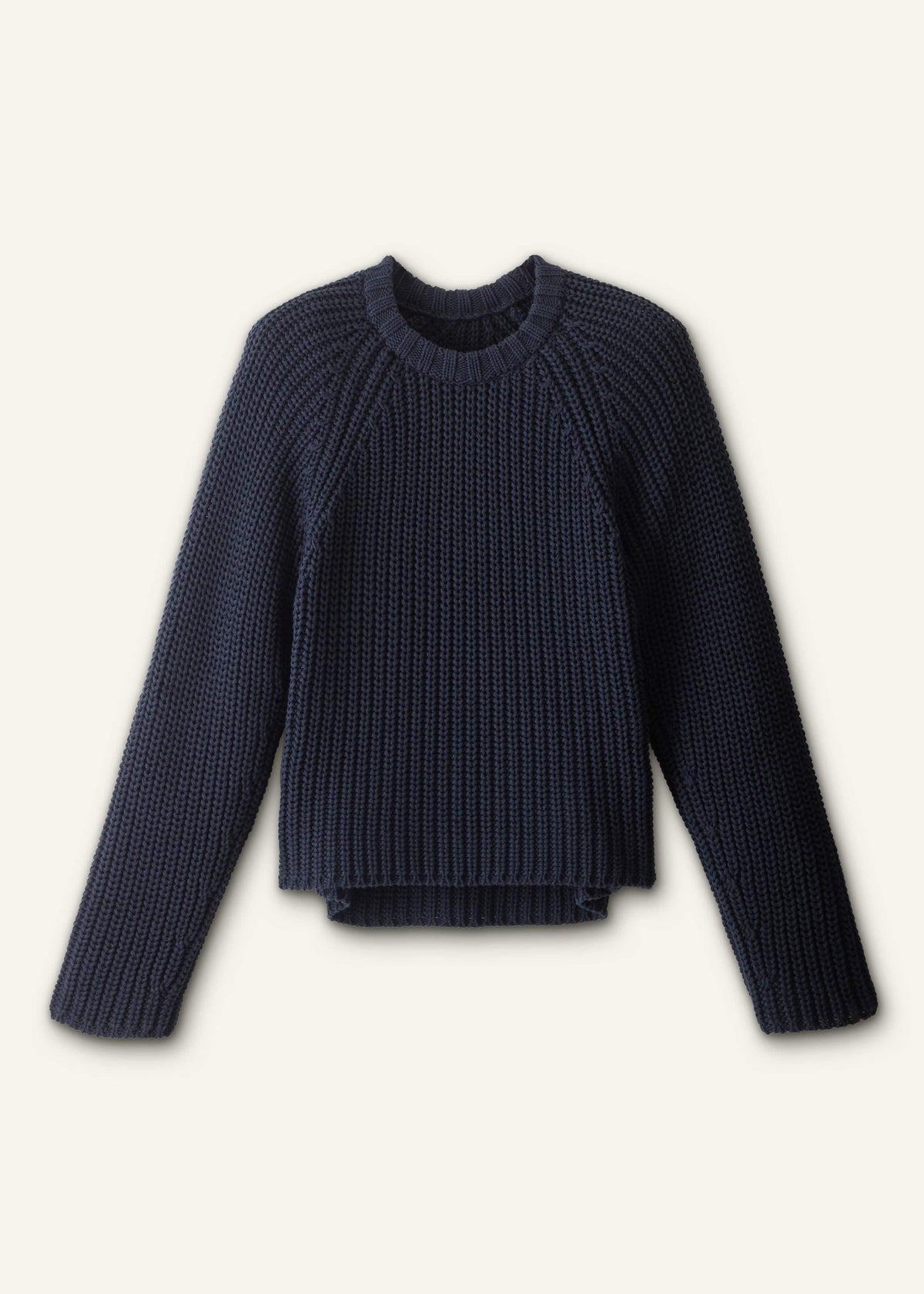 Navy Chunky Cotton Raglan Sweater | ME+EM