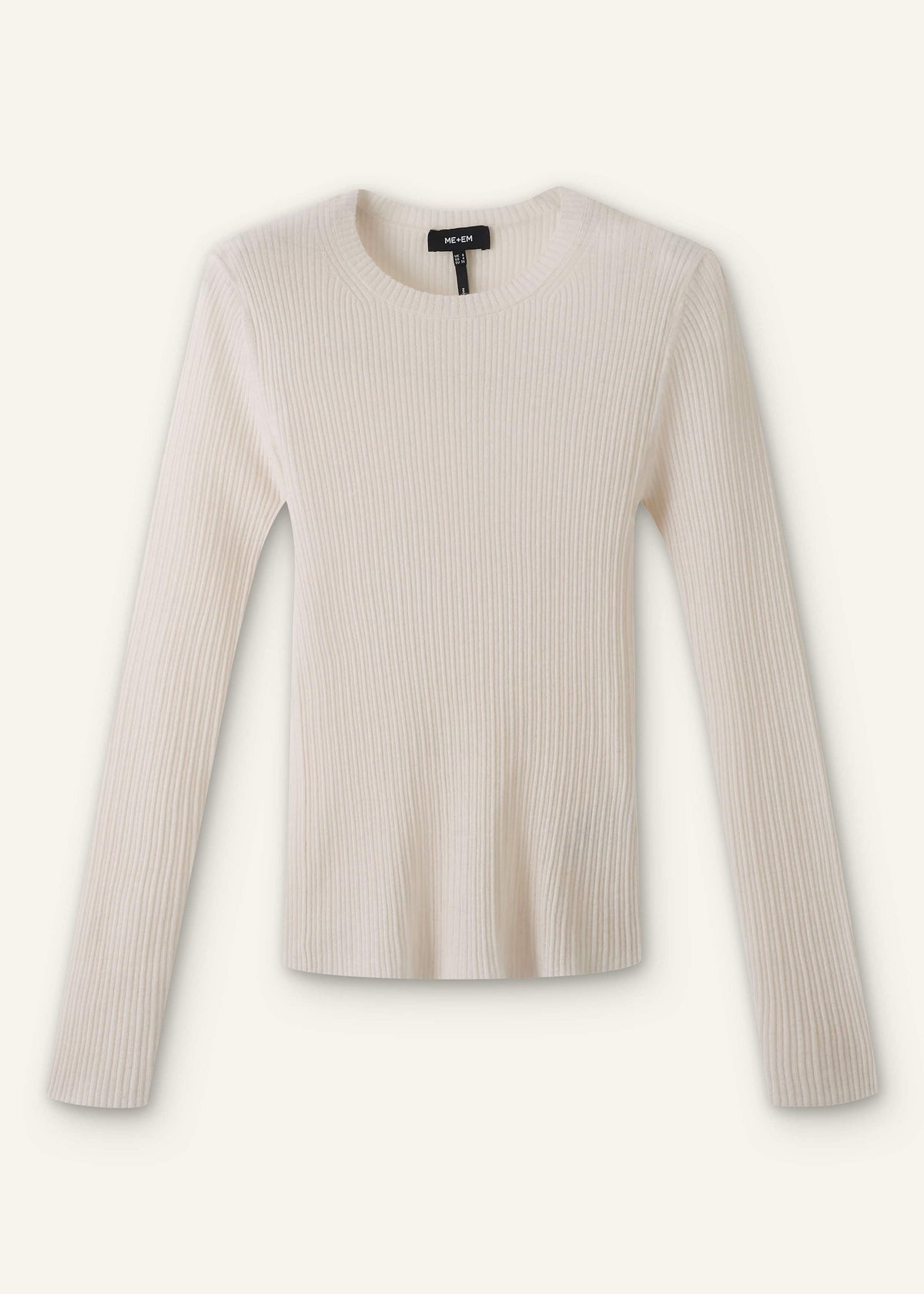 Cream Barely There Slim Rib Layering Sweater | ME+EM