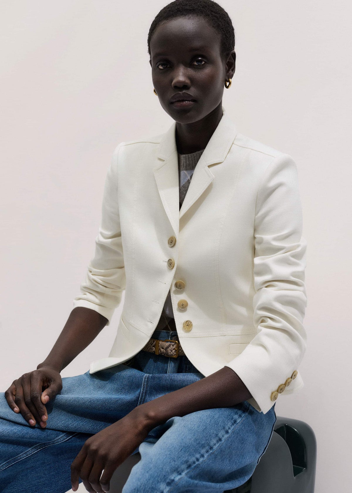 Ivory Fitted Utility Jacket | ME+EM