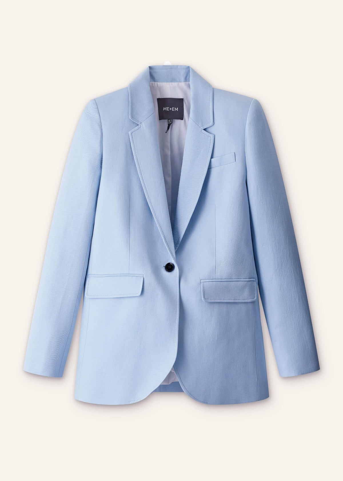 Sky Blue Sharp Shoulder Blazer | ME+EM
