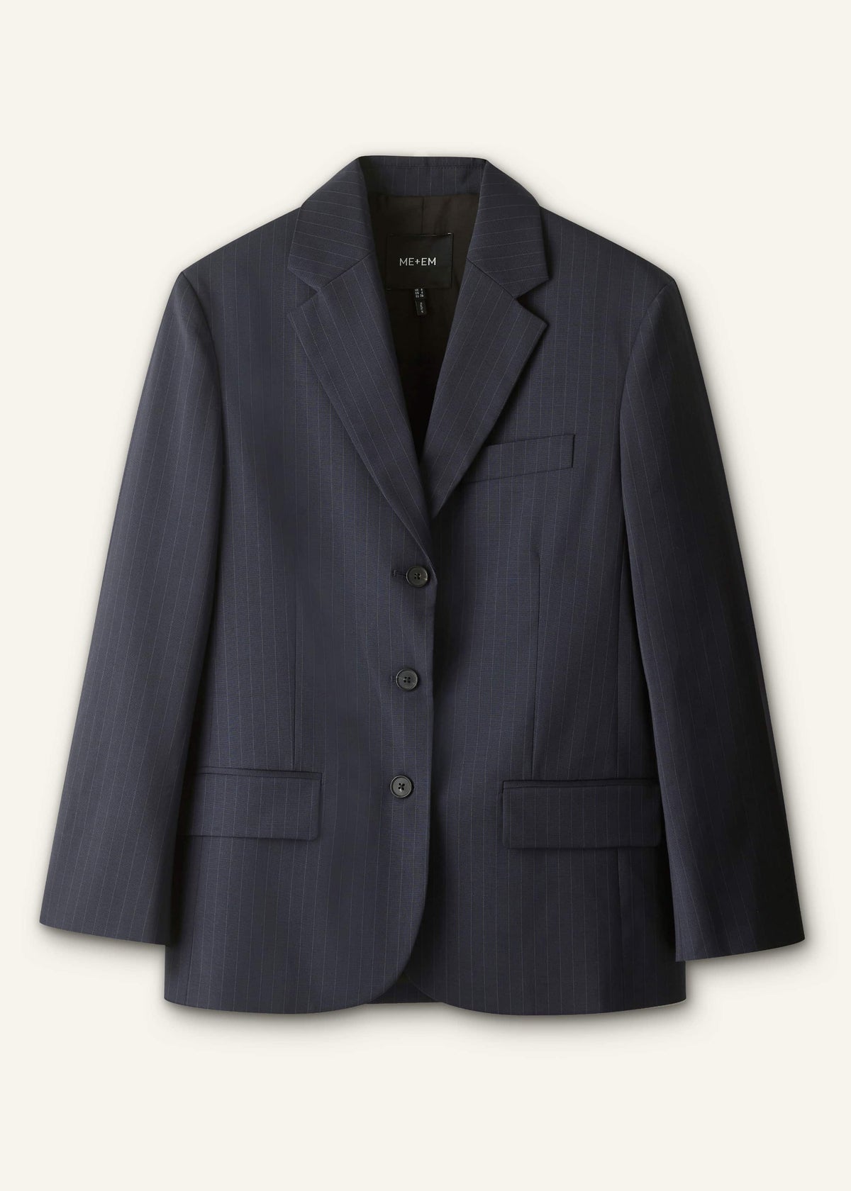 Navy Pinstripe Oversized Blazer | ME+EM