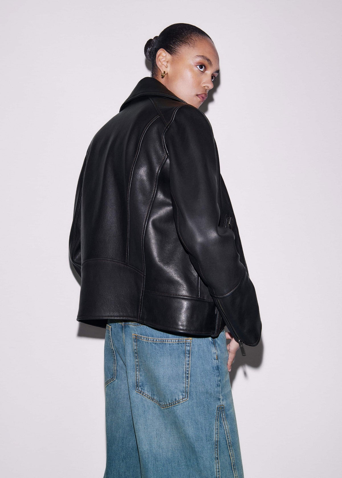 Black Authentic Leather Biker Jacket | ME+EM