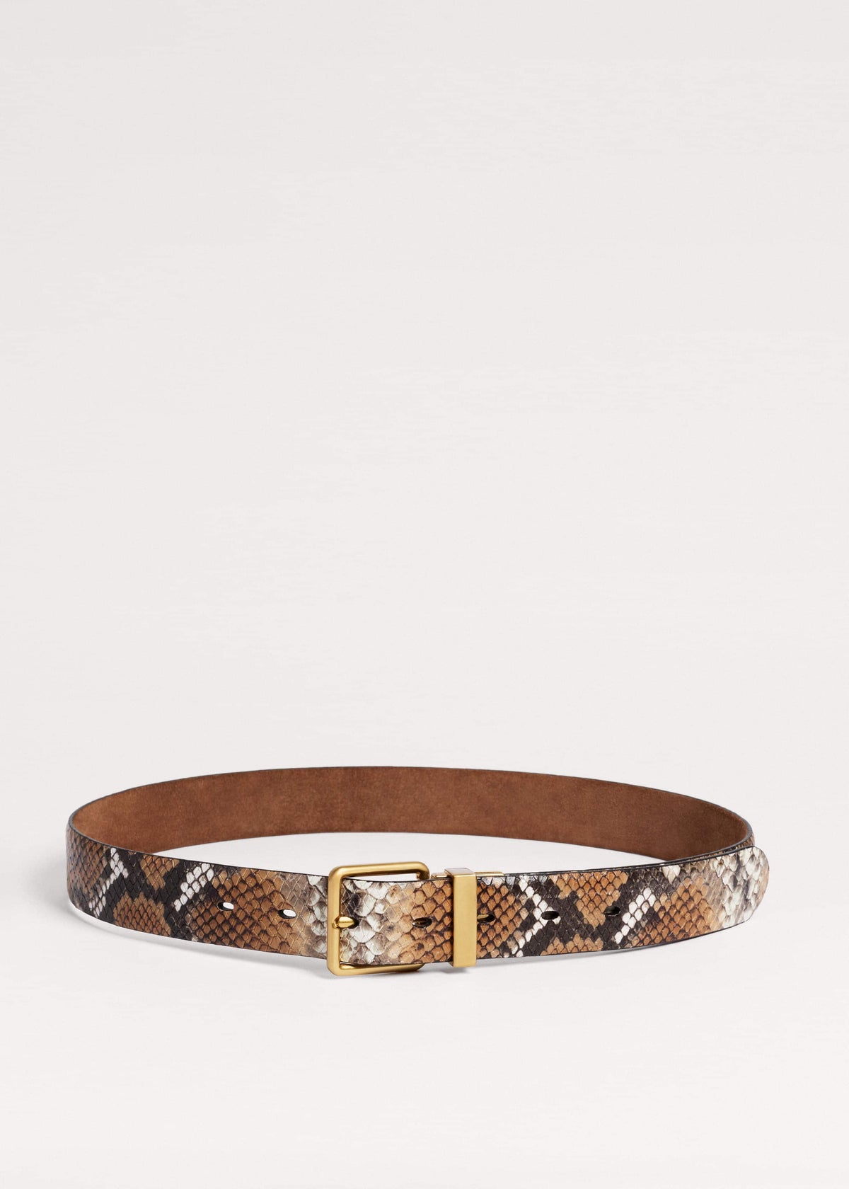Tan Snake Print Reversible Belt | ME+EM
